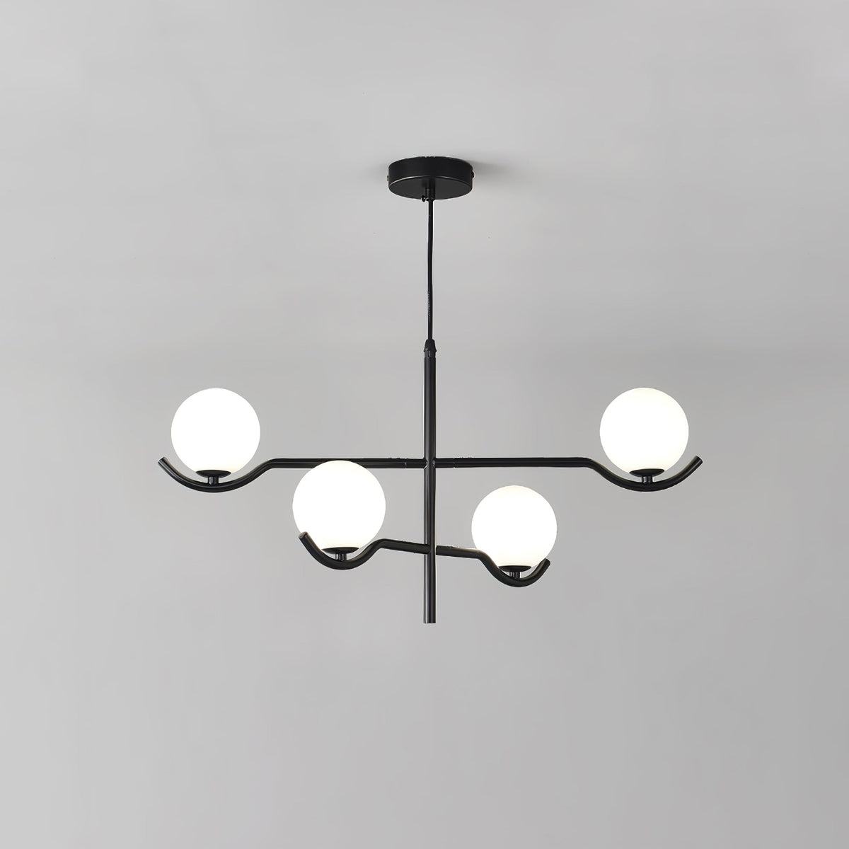 Elvian lámpara de araña Globo blanco latón minimalista