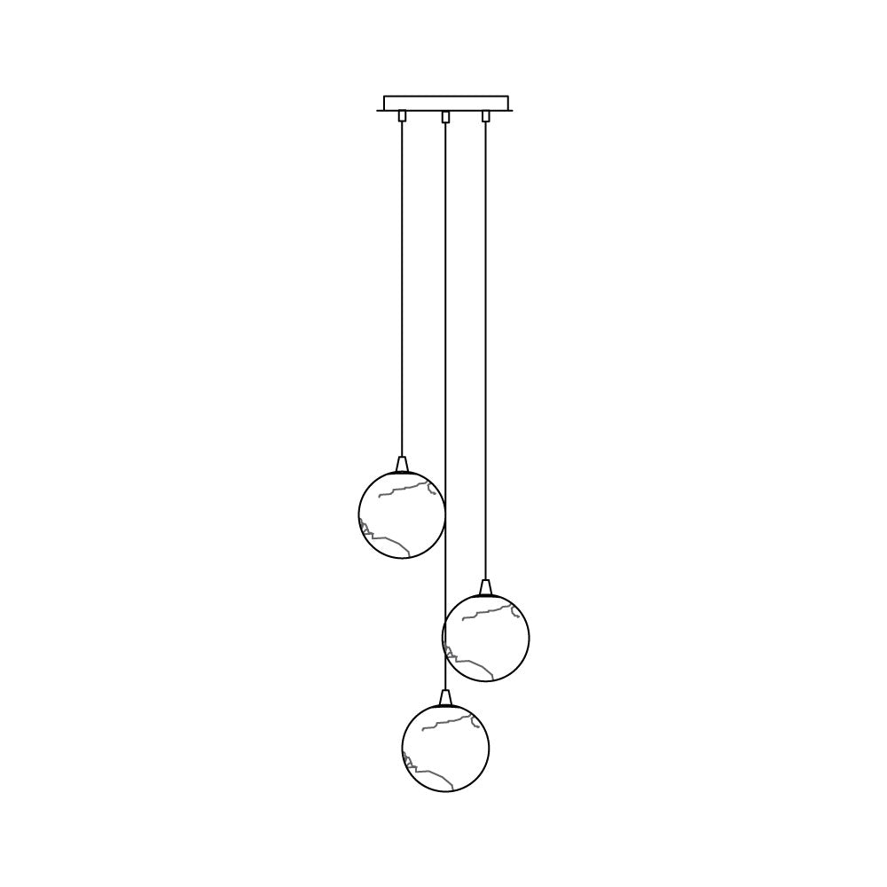 Sultana lámpara de araña con esferas de alabastro en cascada