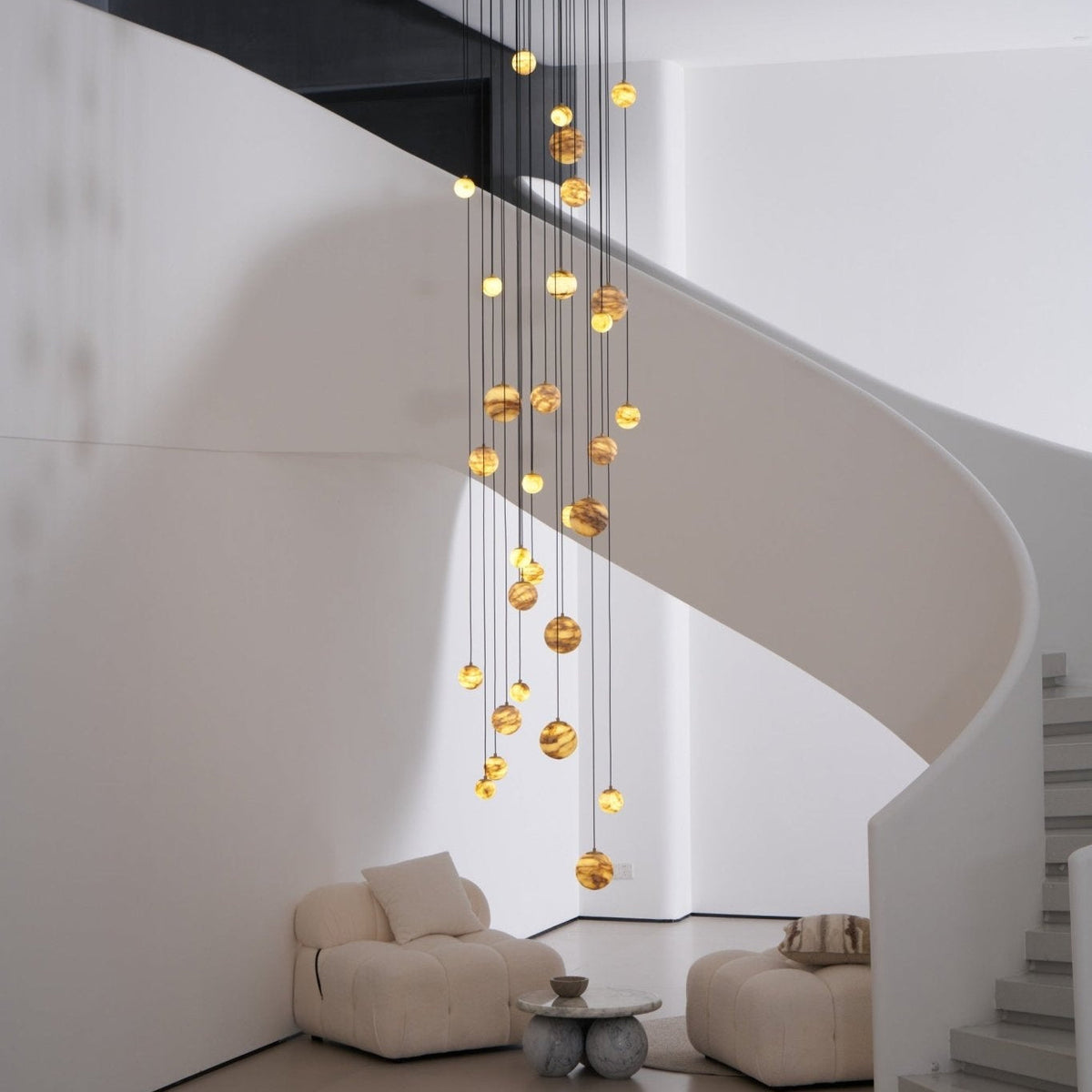 LUX lámpara de araña alabastro Cluster Escalera