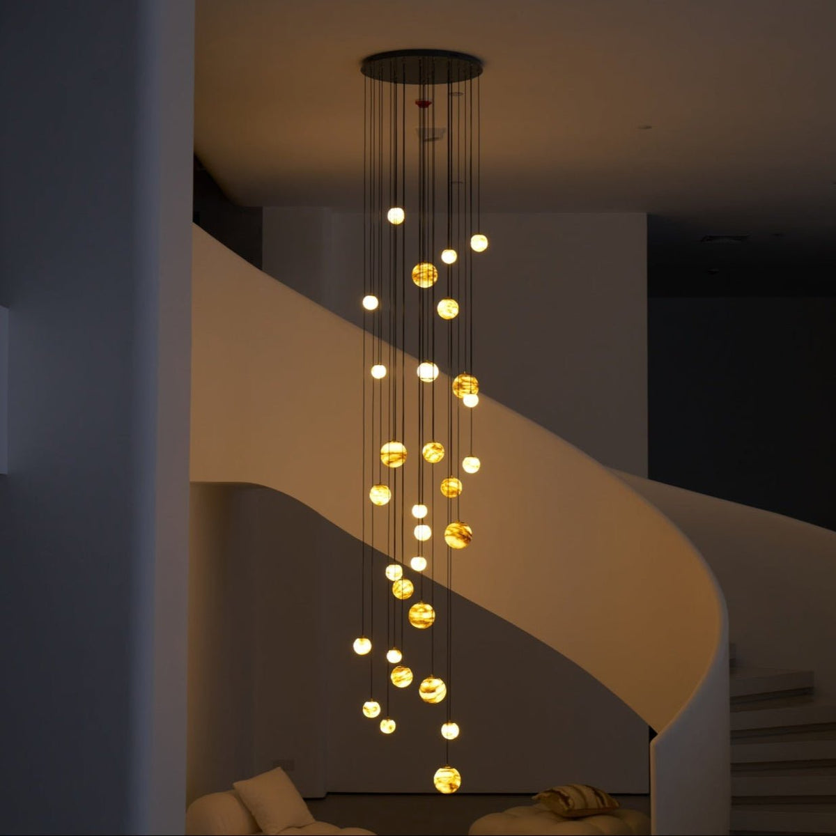 LUX lámpara de araña alabastro Cluster Escalera