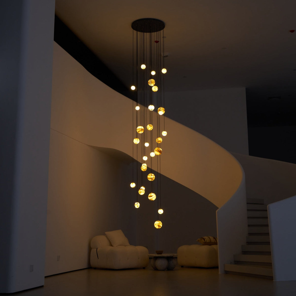 LUX lámpara de araña alabastro Cluster Escalera