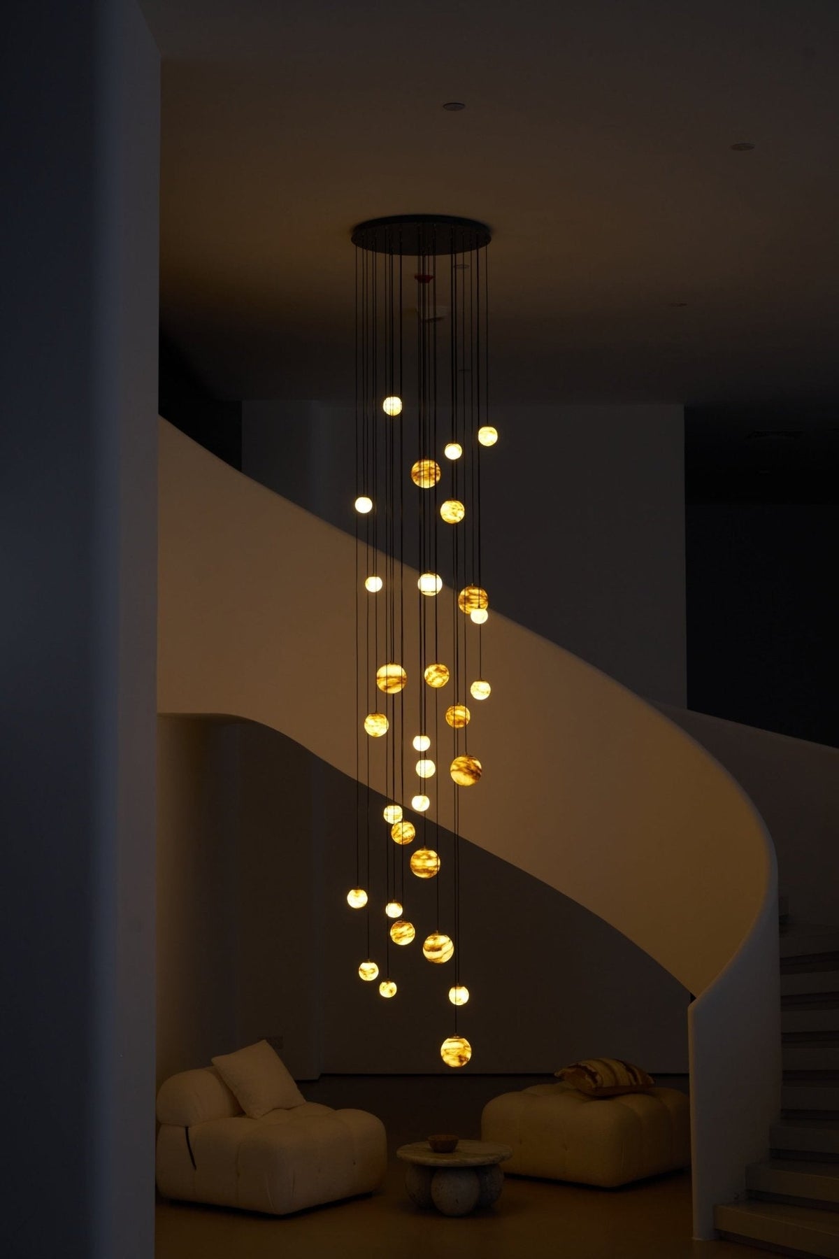 LUX lámpara de araña alabastro Cluster Escalera
