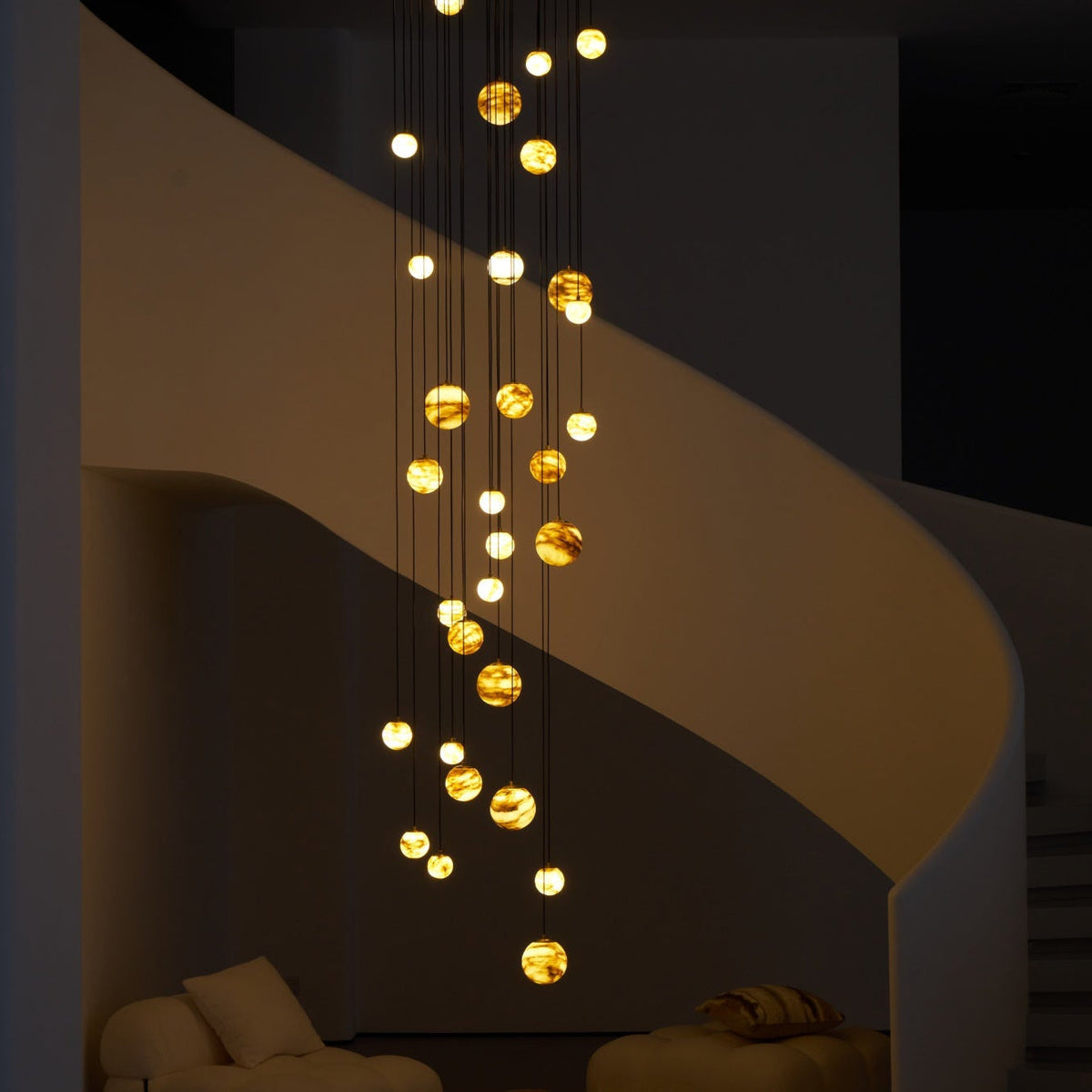 LUX lámpara de araña alabastro Cluster Escalera