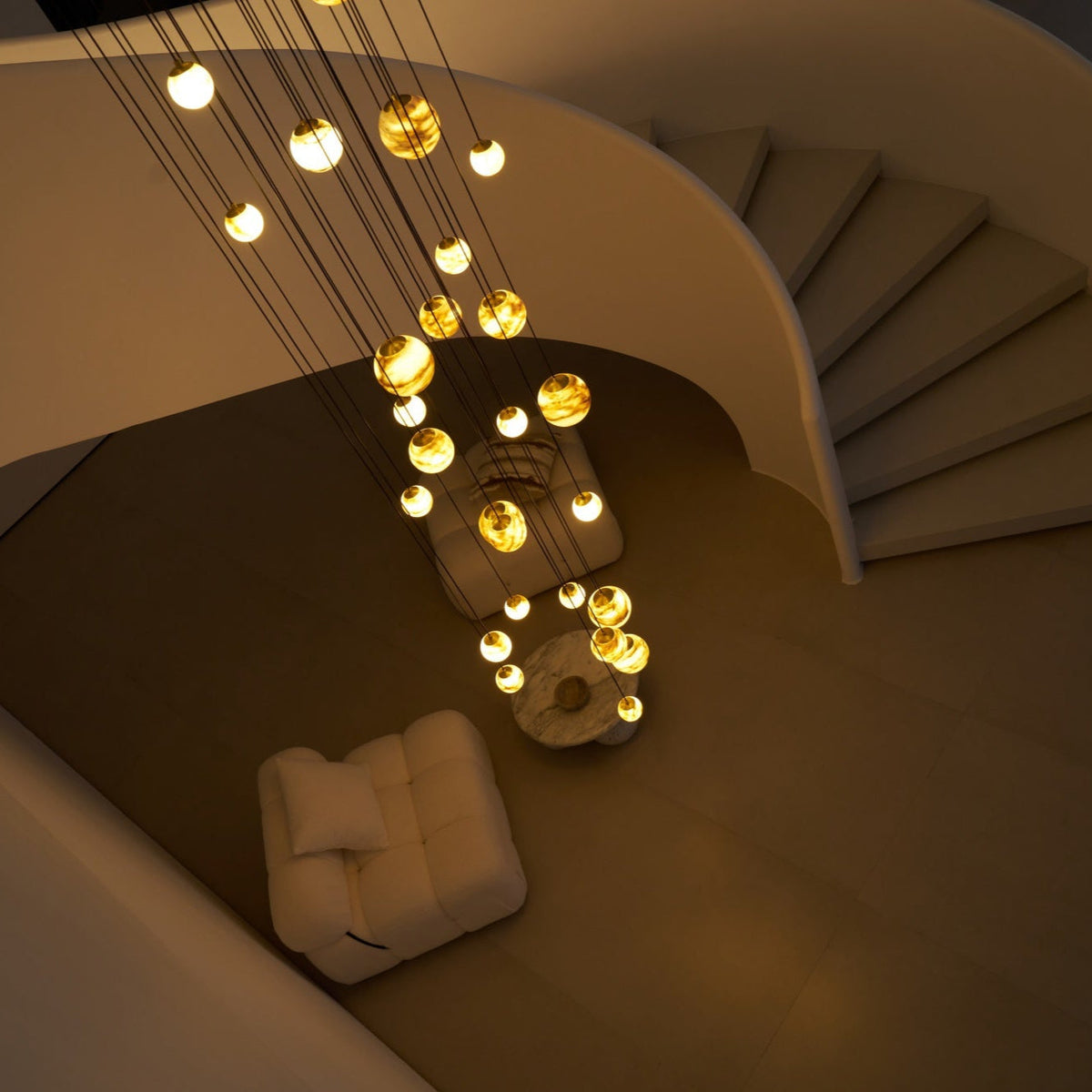 LUX lámpara de araña alabastro Cluster Escalera