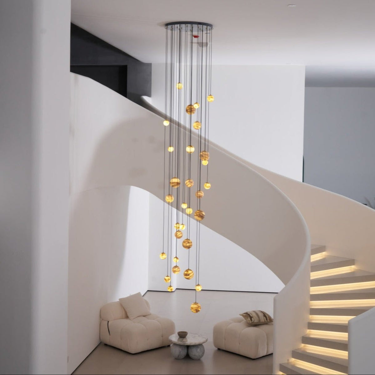 LUX lámpara de araña alabastro Cluster Escalera