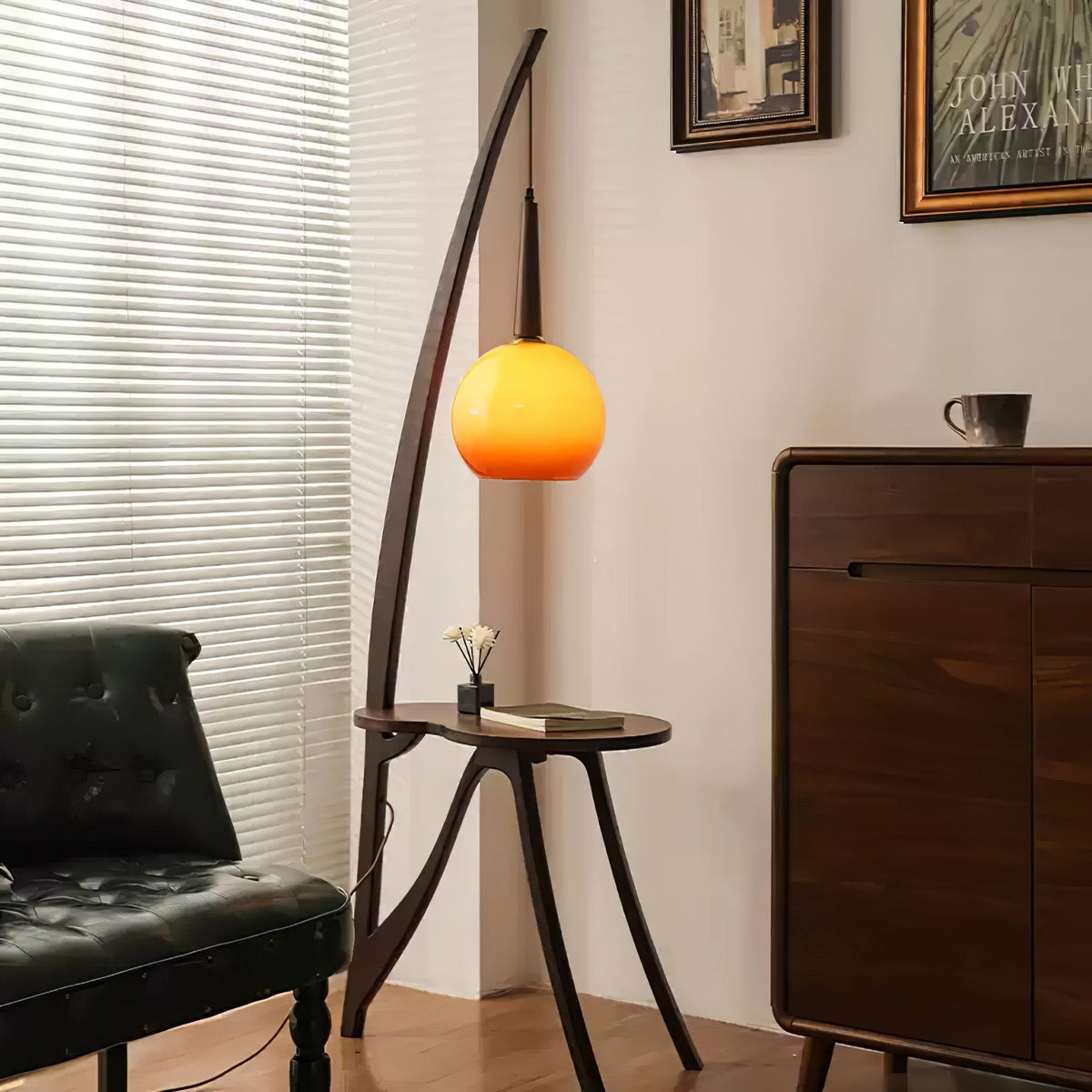 Natura lámpara de pie de madera