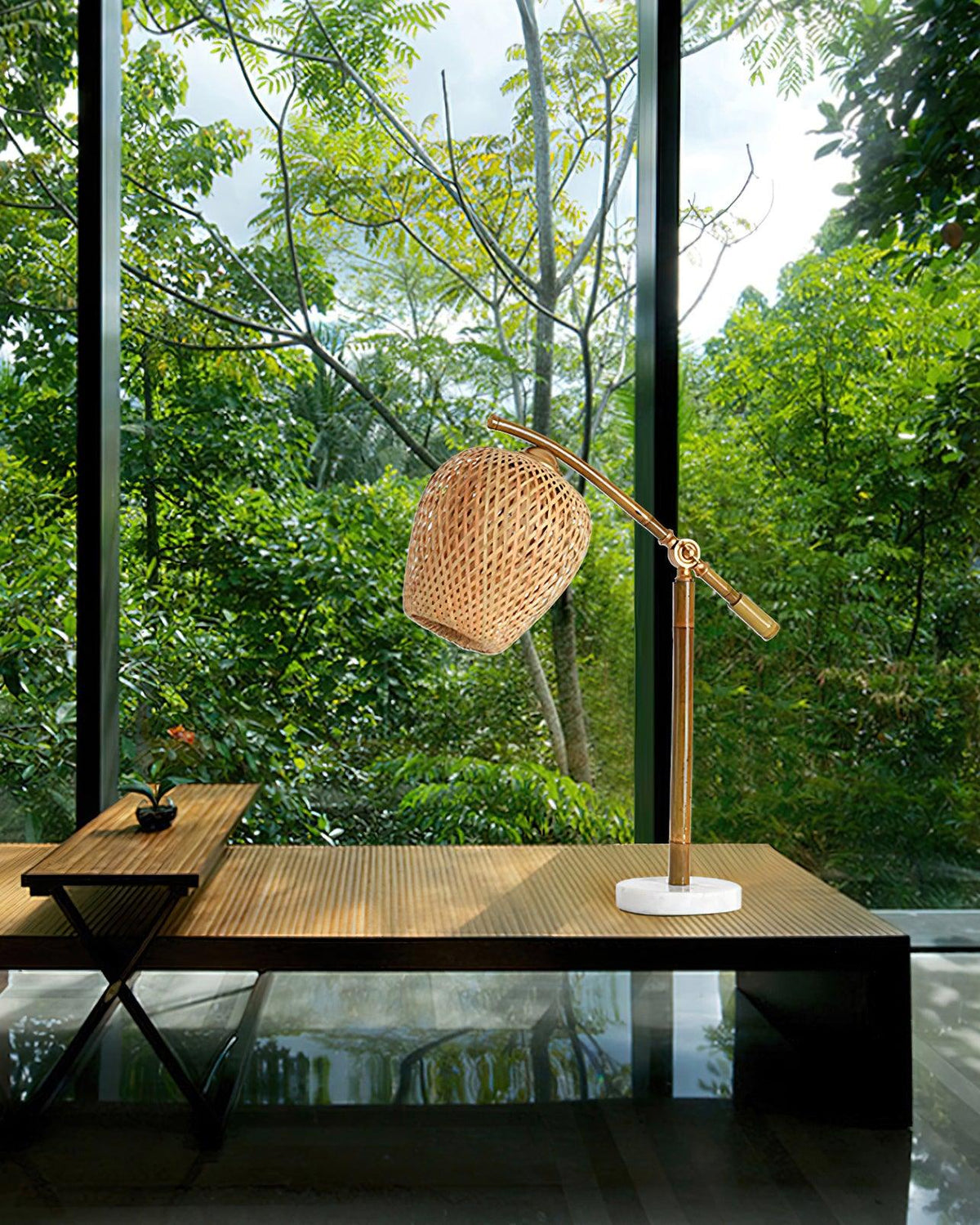 Zanell lámpara de mesa de bambú estilo zen