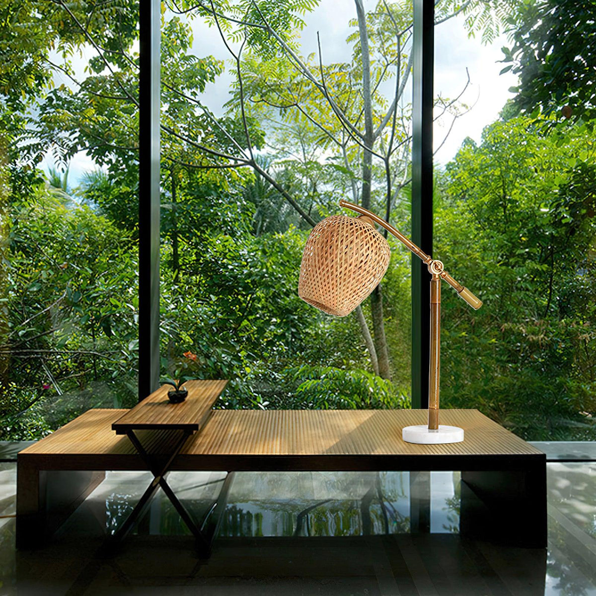 Zanell lámpara de mesa de bambú estilo zen