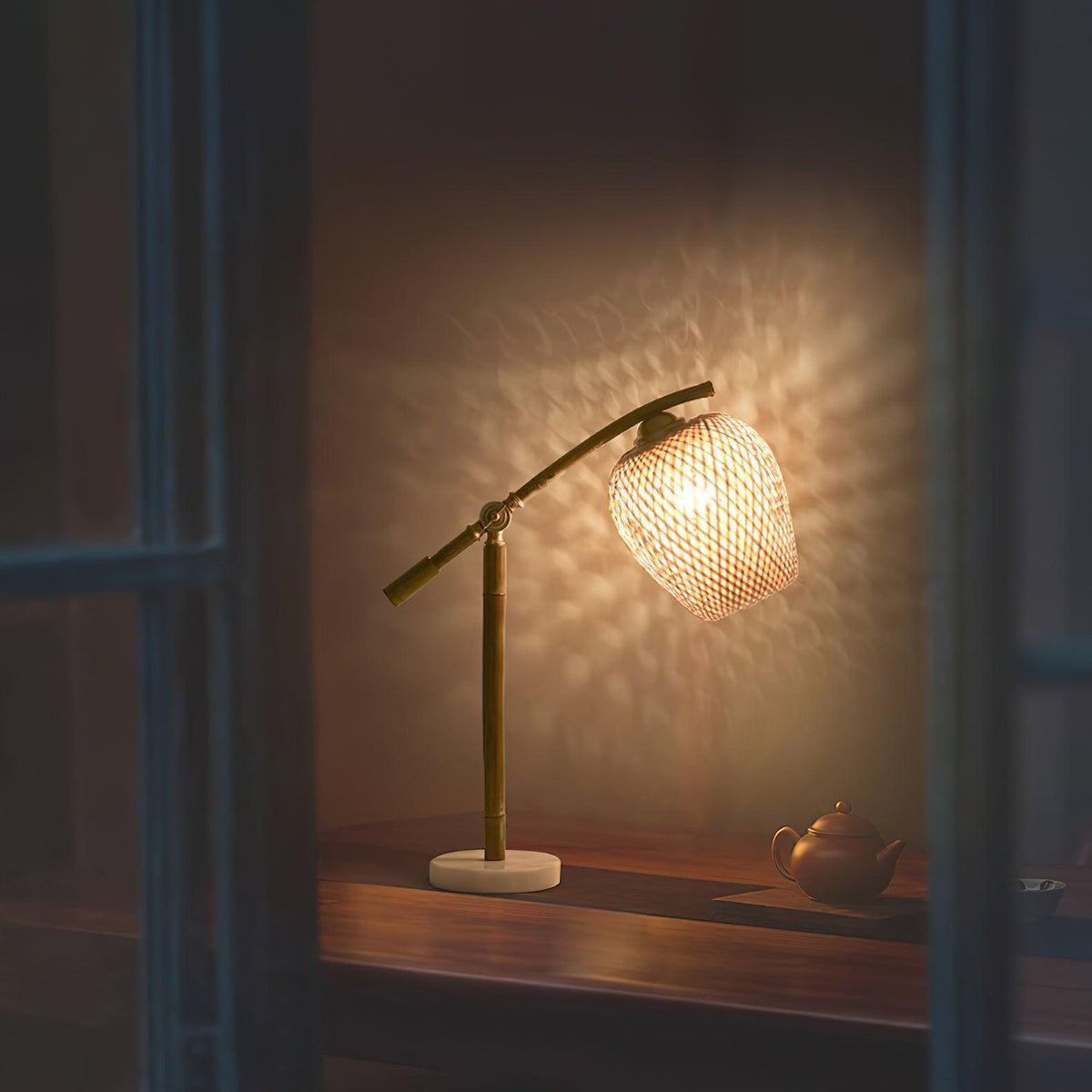 Zanell lámpara de mesa de bambú estilo zen