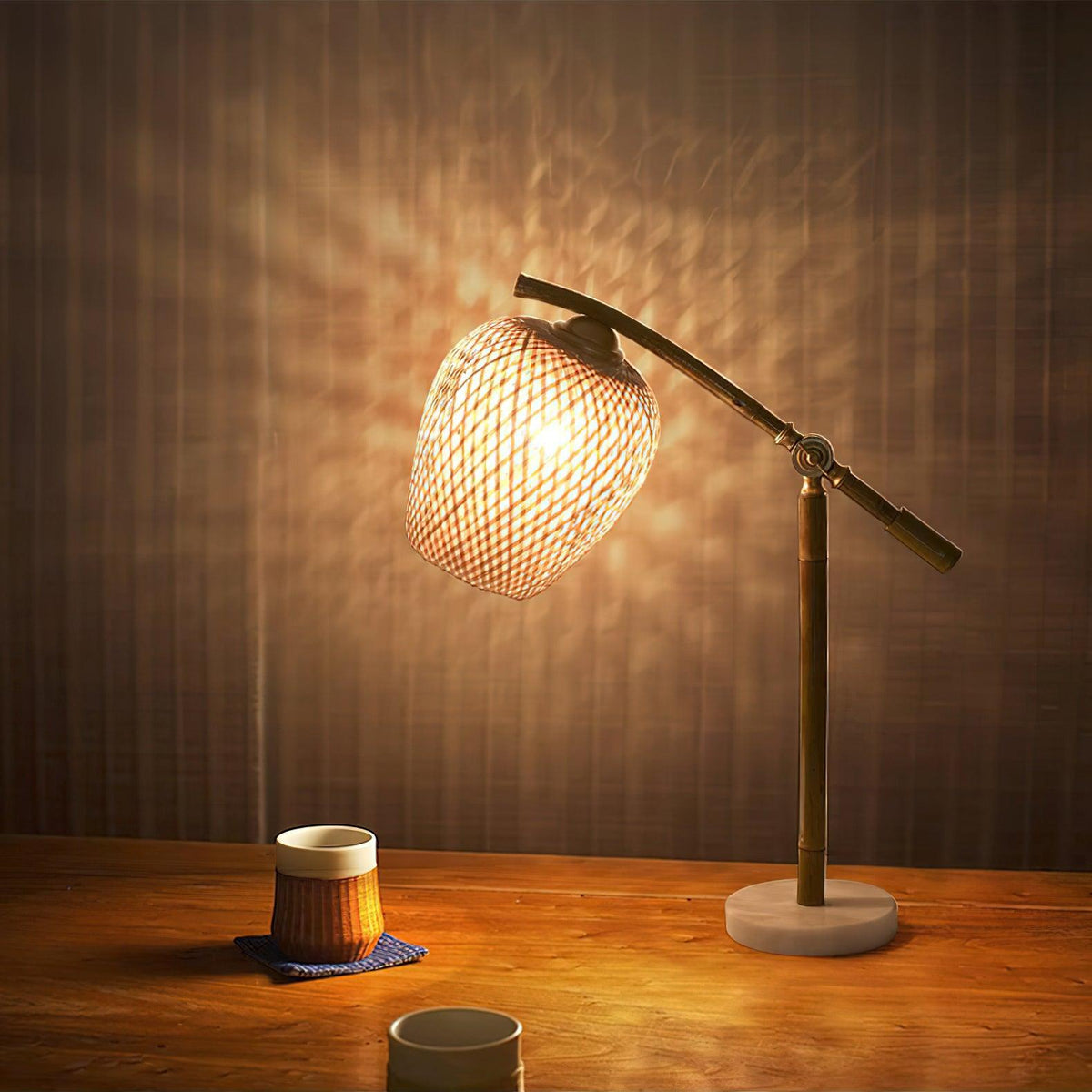 Zanell lámpara de mesa de bambú estilo zen