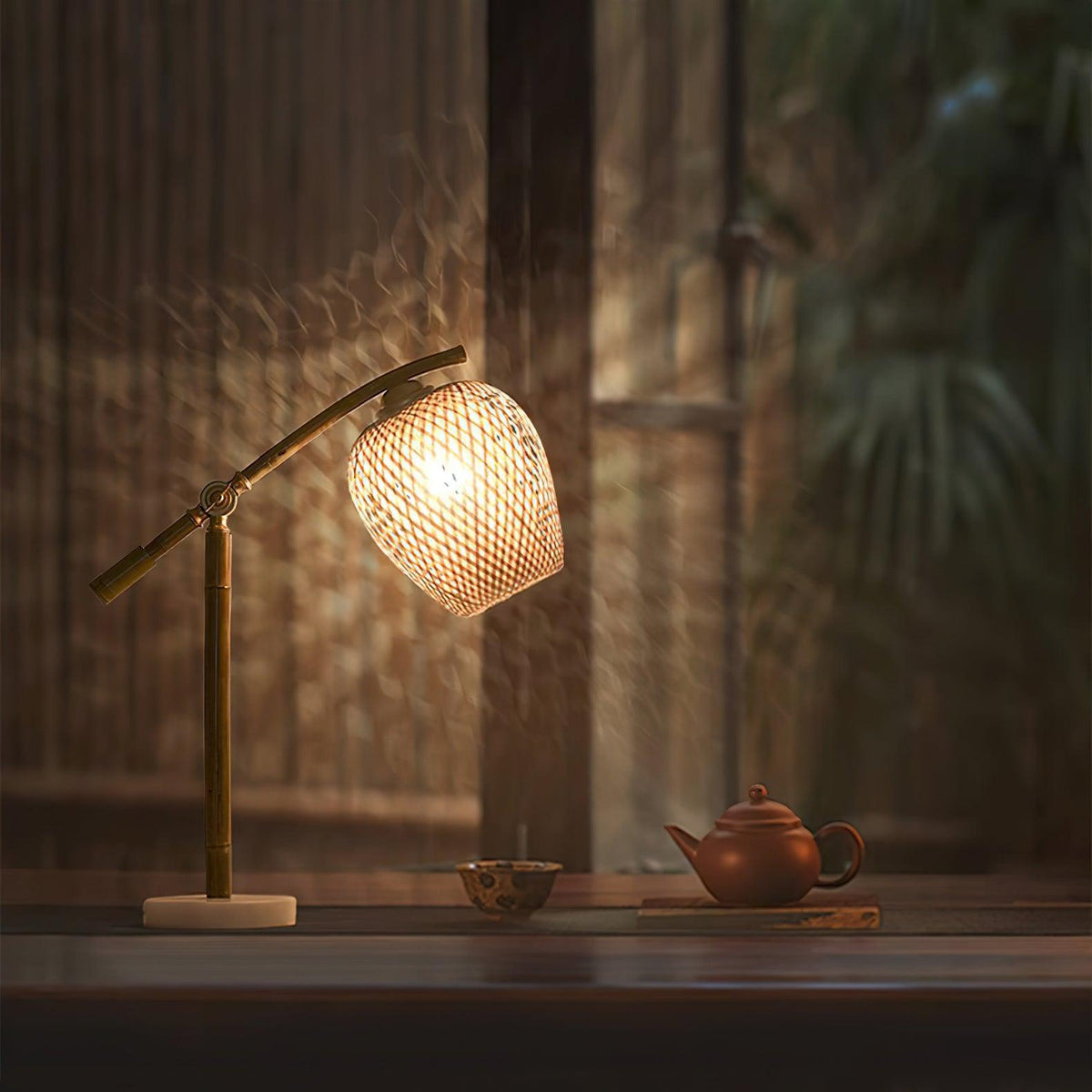 Zanell lámpara de mesa de bambú estilo zen