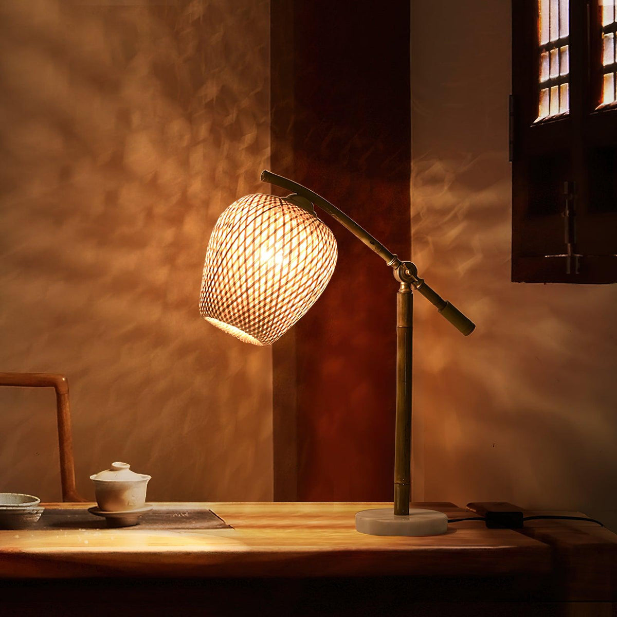 Zanell lámpara de mesa de bambú estilo zen