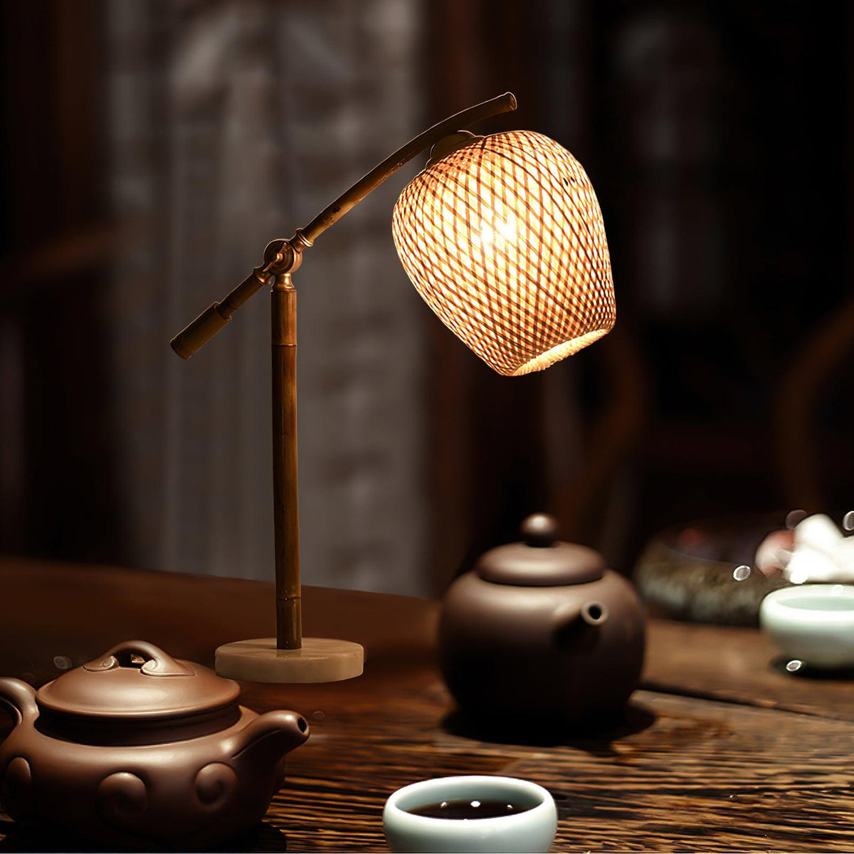 Zanell lámpara de mesa de bambú estilo zen