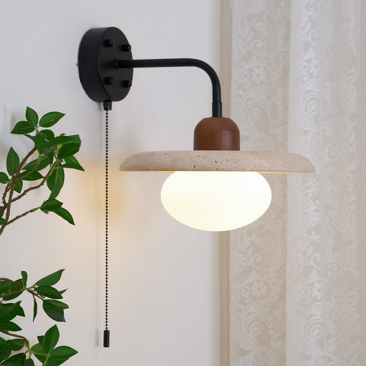 Tavivette aplique de pared travertino Interruptor Cadena