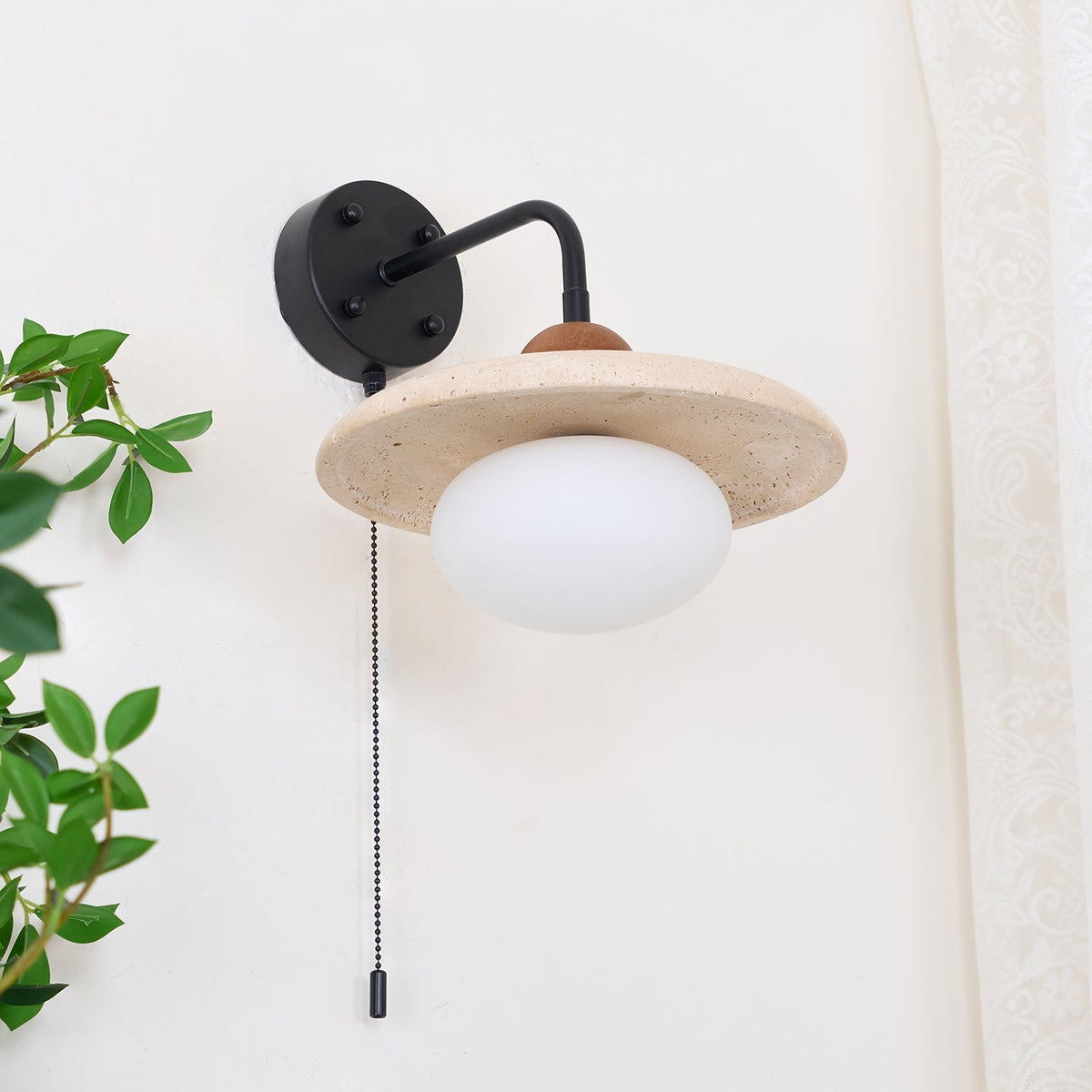 Tavivette aplique de pared travertino Interruptor Cadena