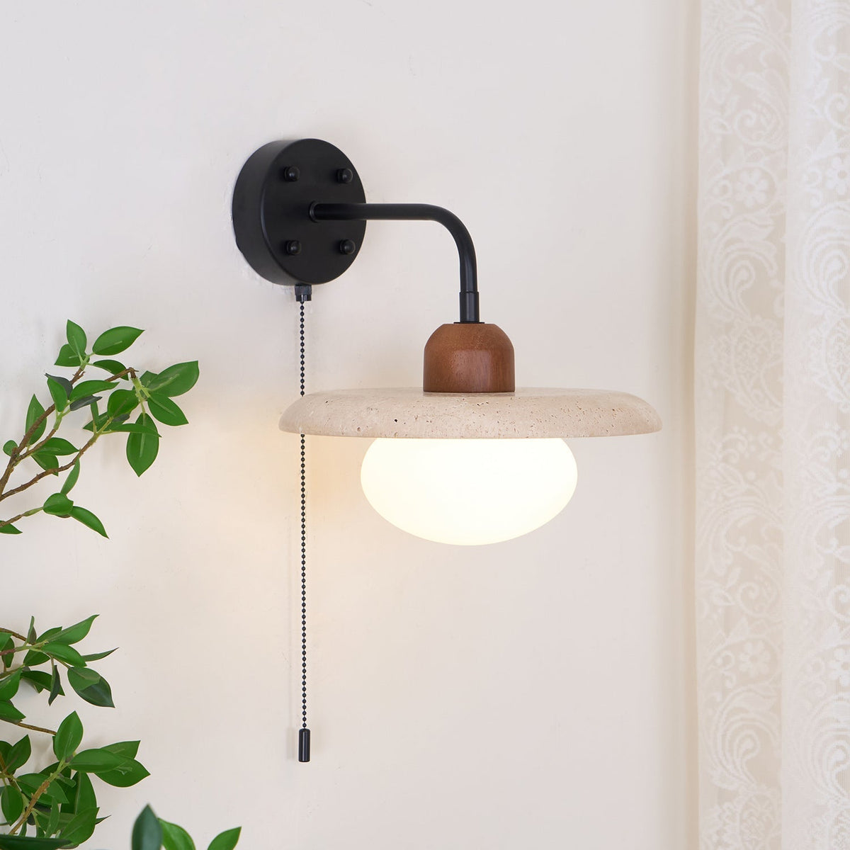 Tavivette aplique de pared travertino Interruptor Cadena