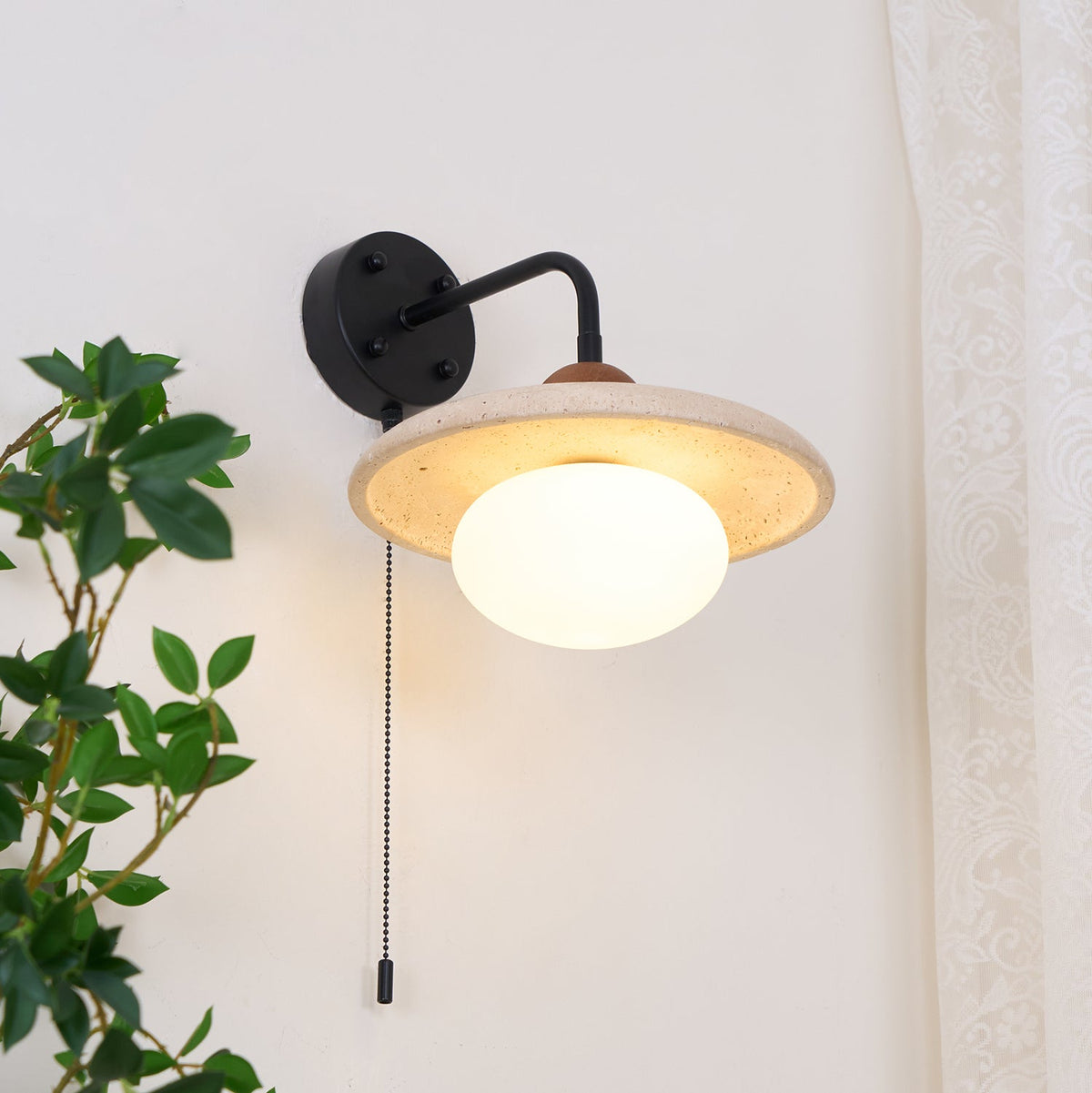 Tavivette aplique de pared travertino Interruptor Cadena