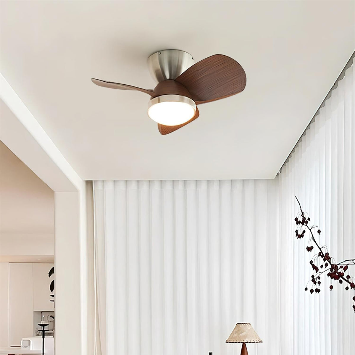 Rinerel ventilador de techo con luz moderno de madera