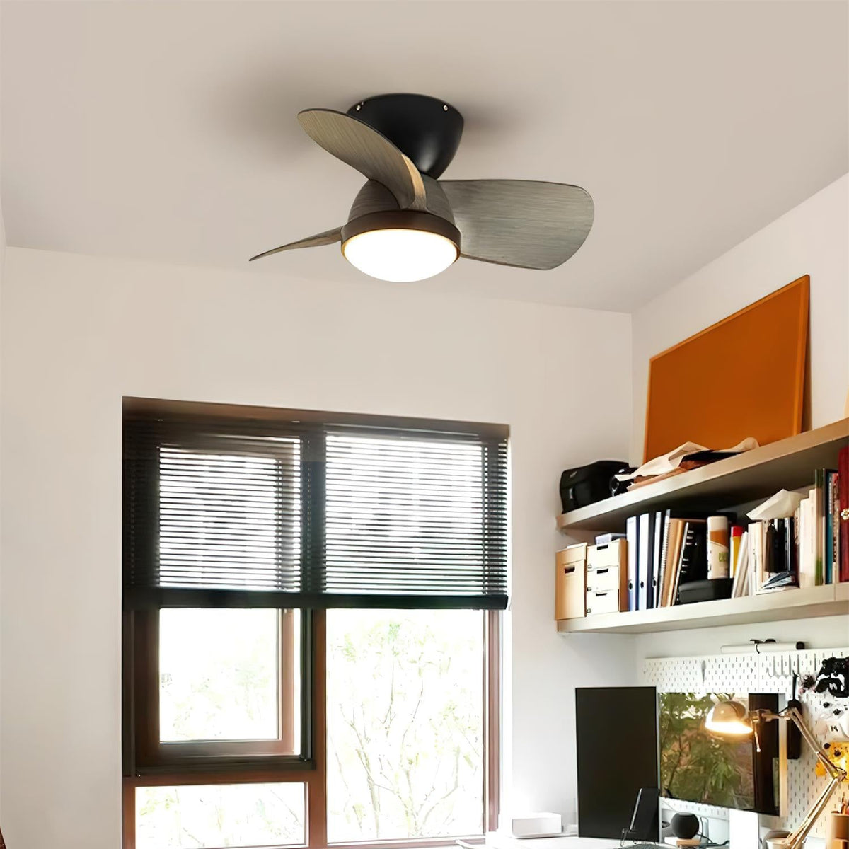 Rinerel ventilador de techo con luz moderno de madera