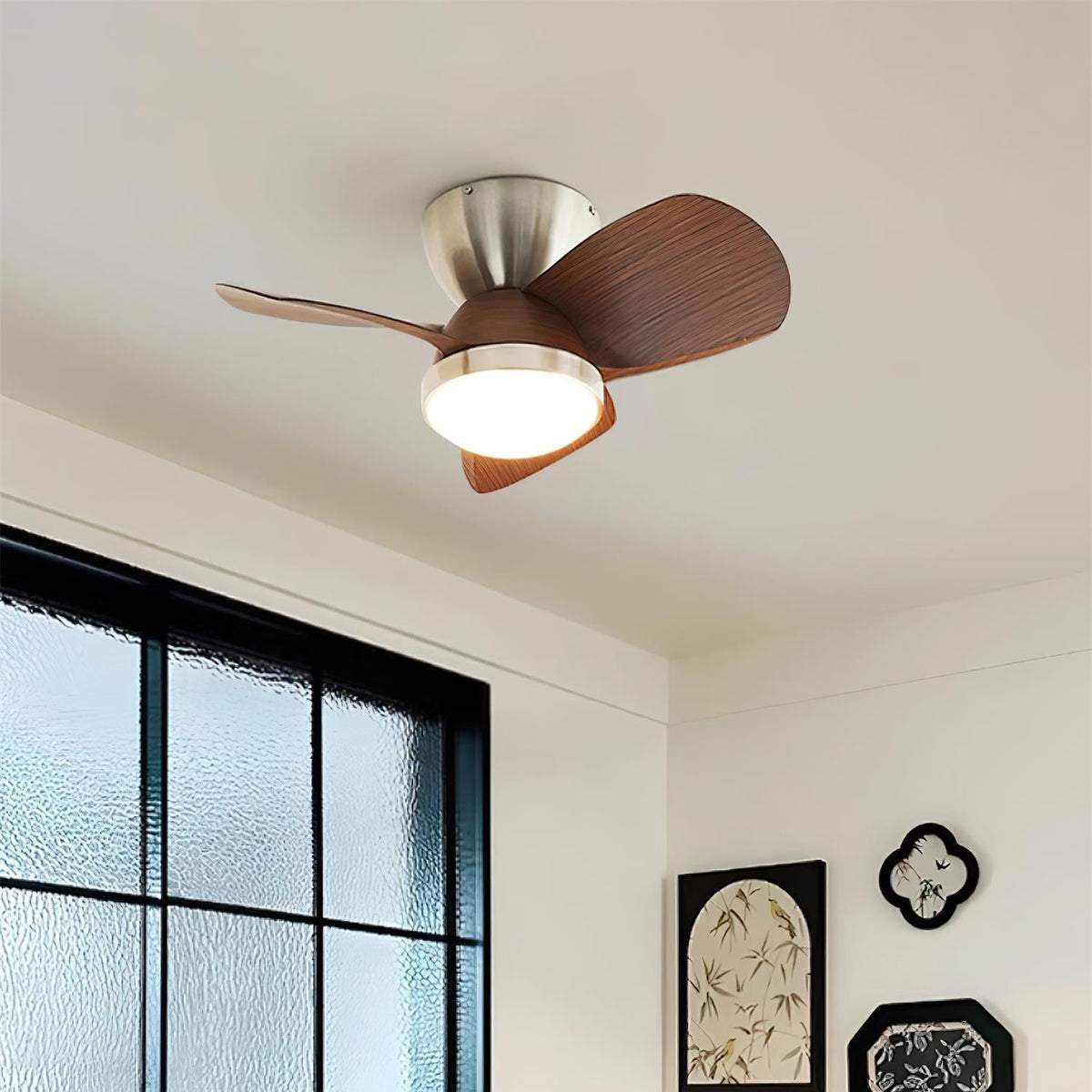 Rinerel ventilador de techo con luz moderno de madera