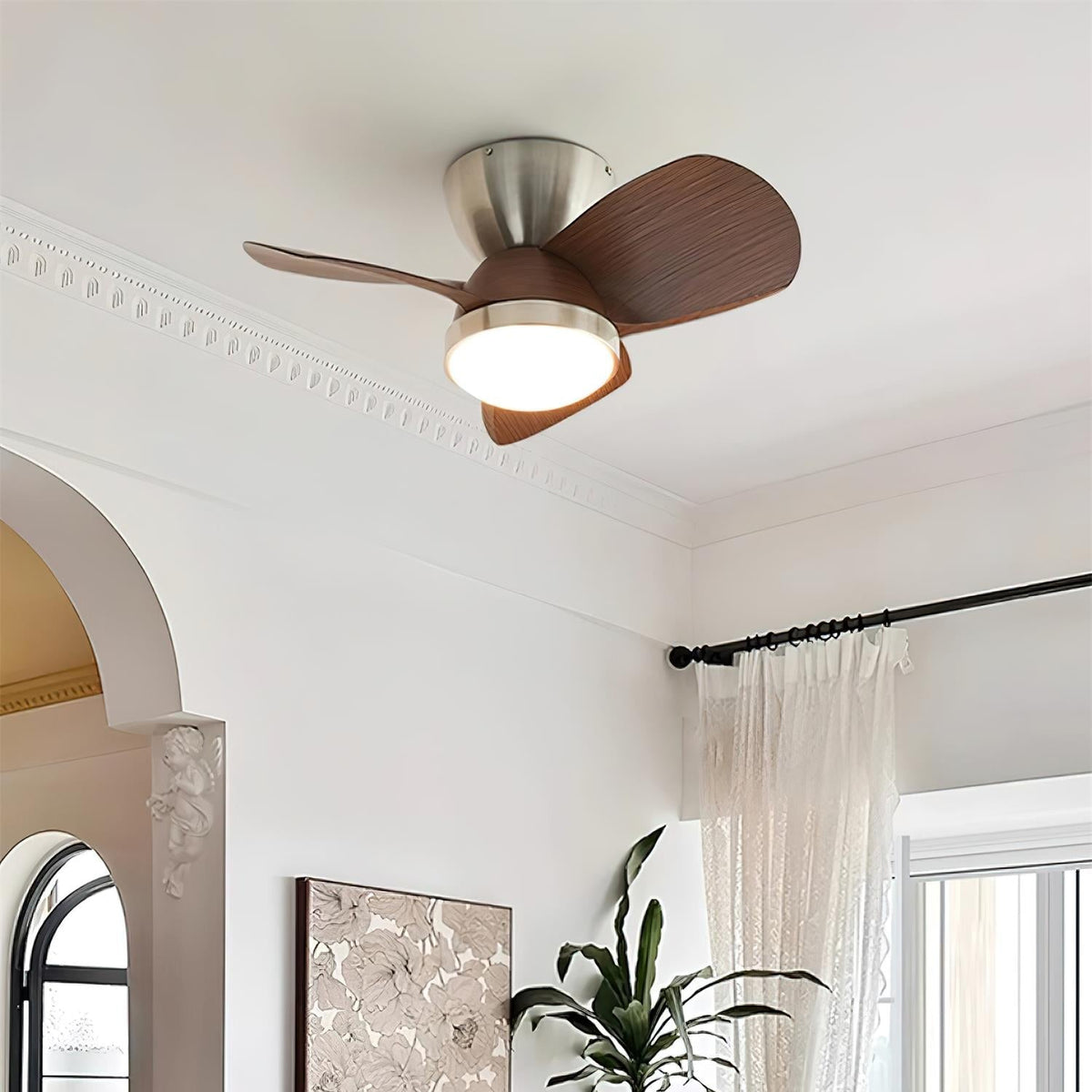 Rinerel ventilador de techo con luz moderno de madera