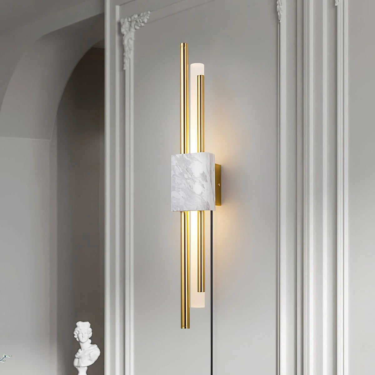 Evely aplique de pared Premium nórdico de arte con acabados en mármol enchufable