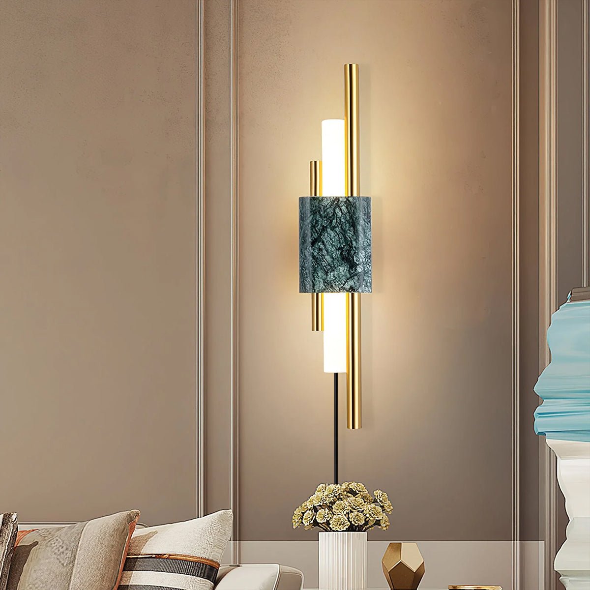 Evely aplique de pared Premium nórdico de arte con acabados en mármol enchufable