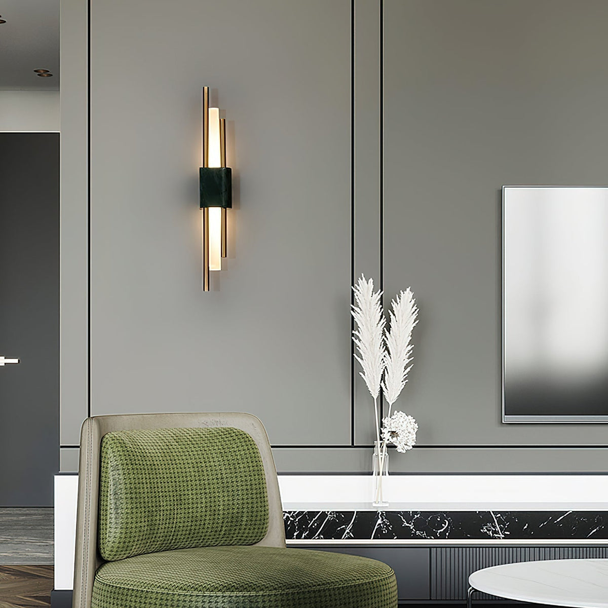 Evely aplique de pared Premium nórdico de arte con acabados en mármol enchufable