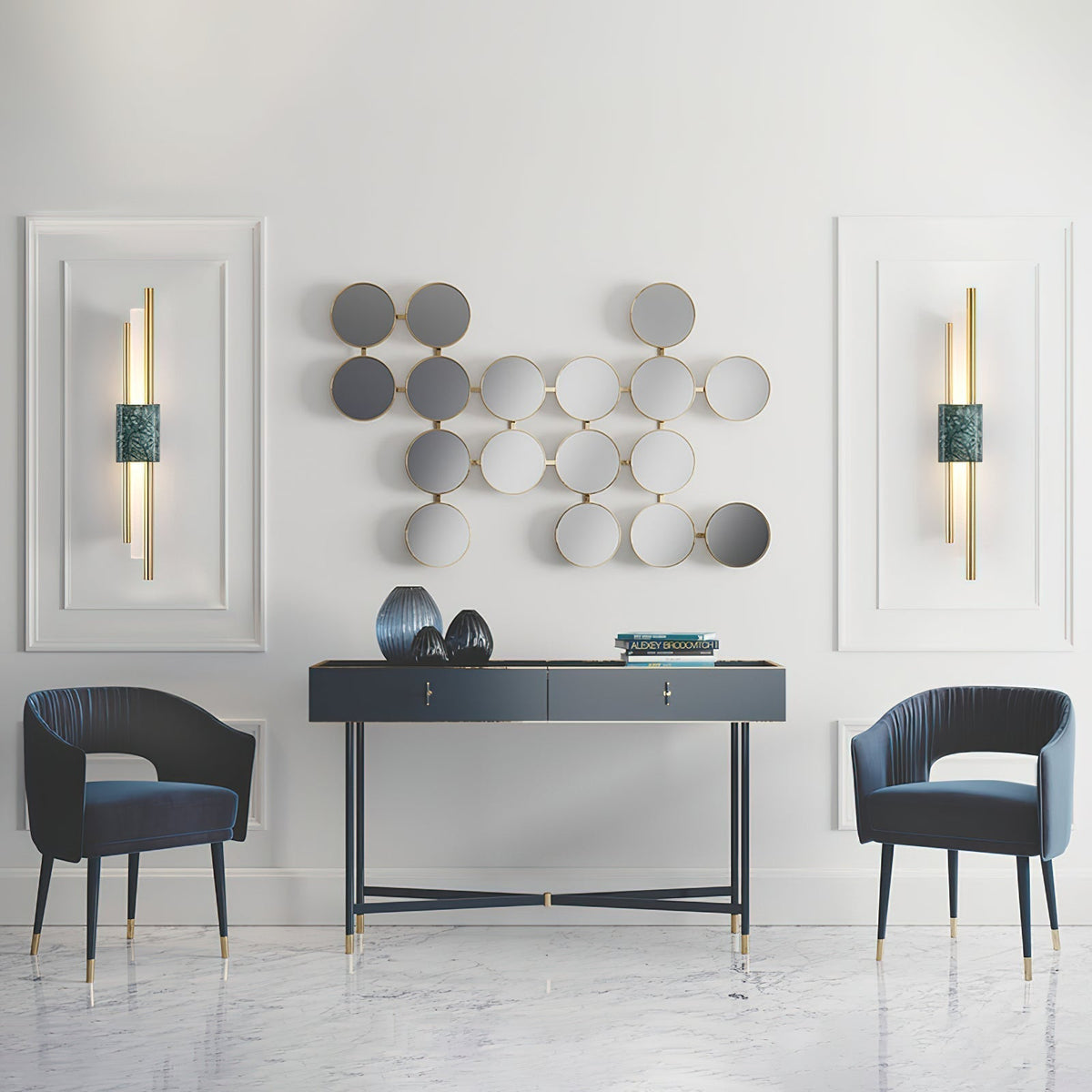 Evely aplique de pared Premium nórdico de arte con acabados en mármol enchufable