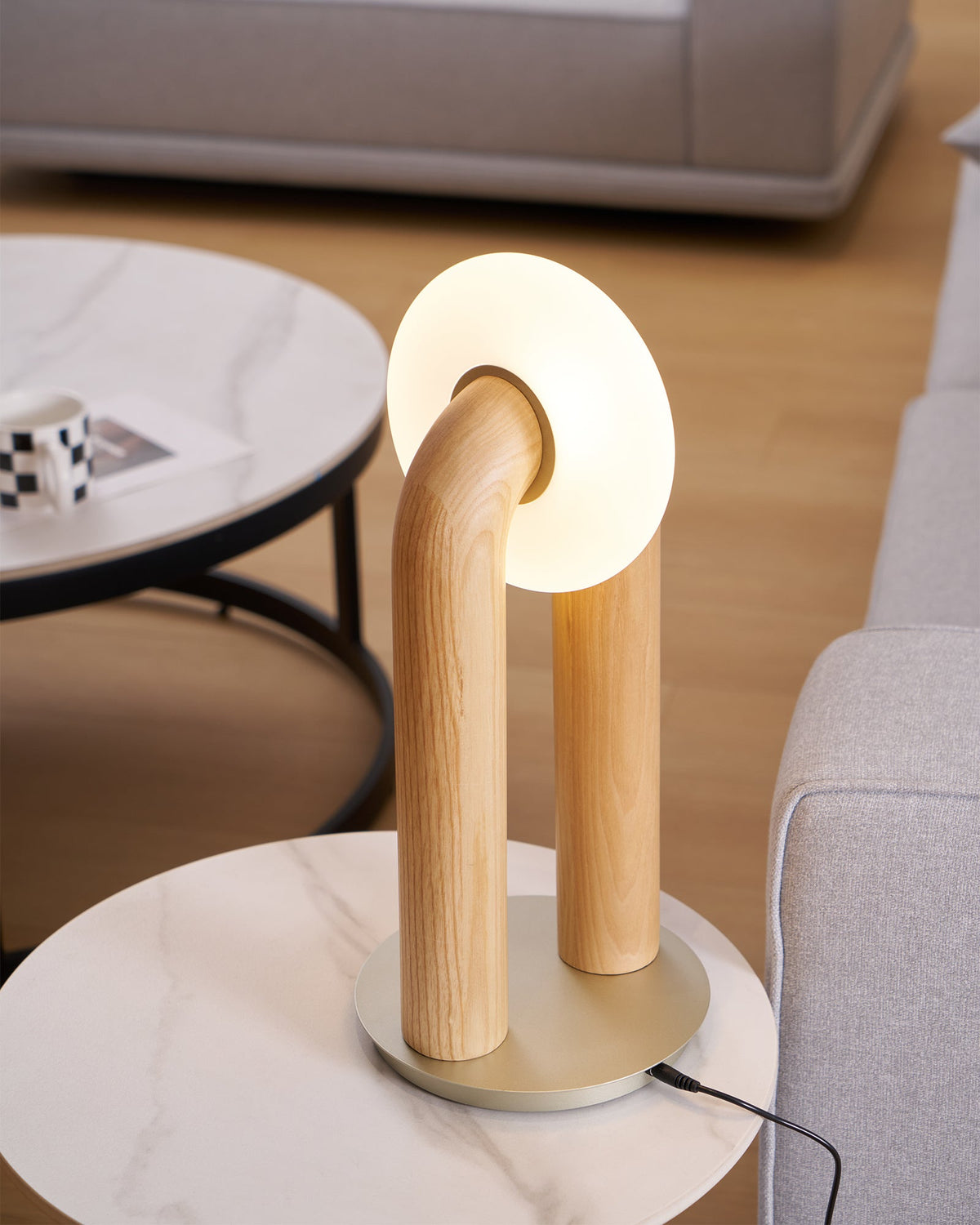Raelix lámpara de mesa de madera vintage