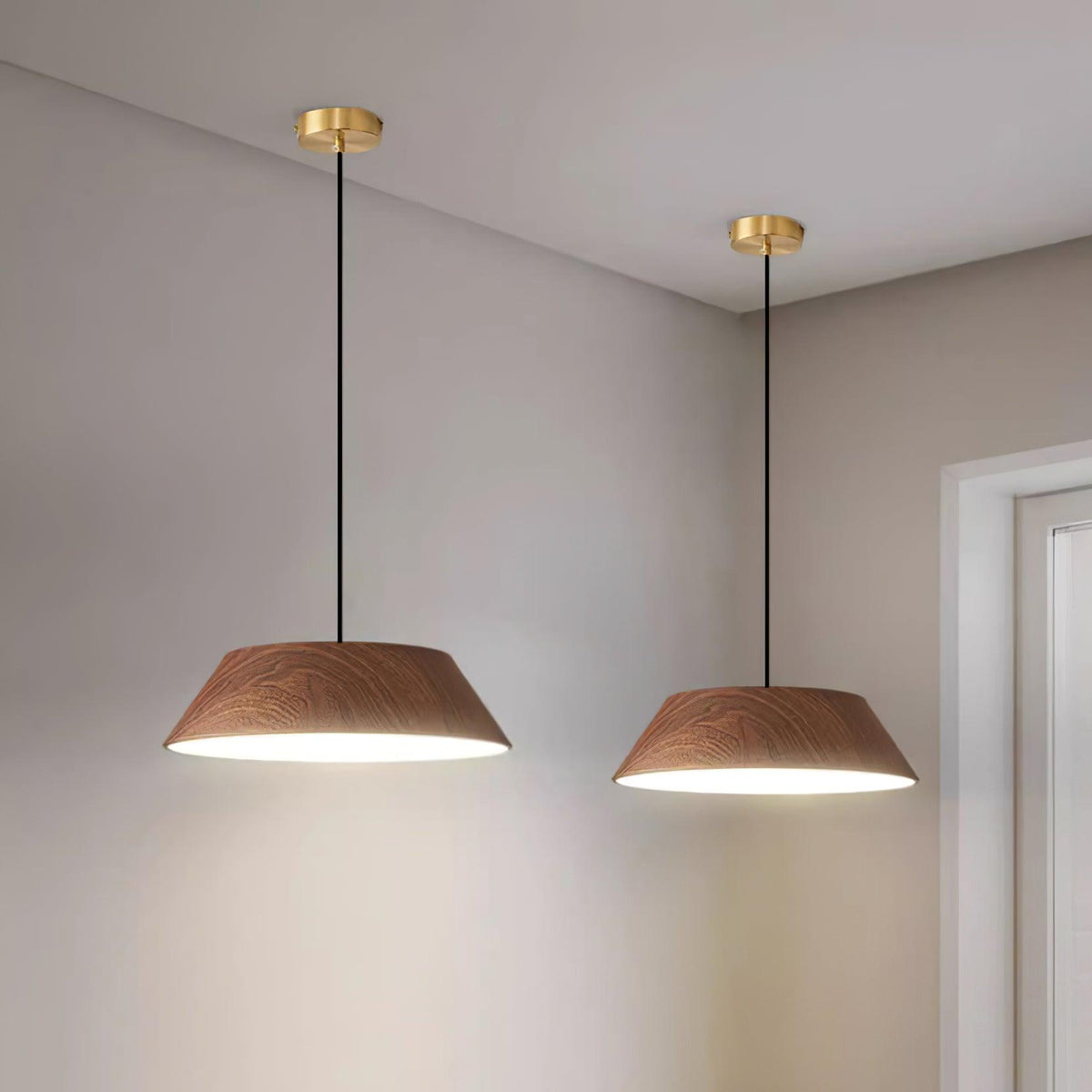 Novain lámpara colgante de madera con grano de madera