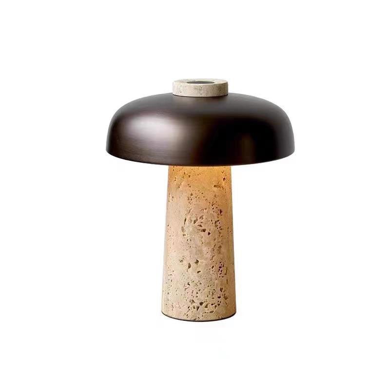 Tavivira lámpara de mesa con forma de seta en travertino