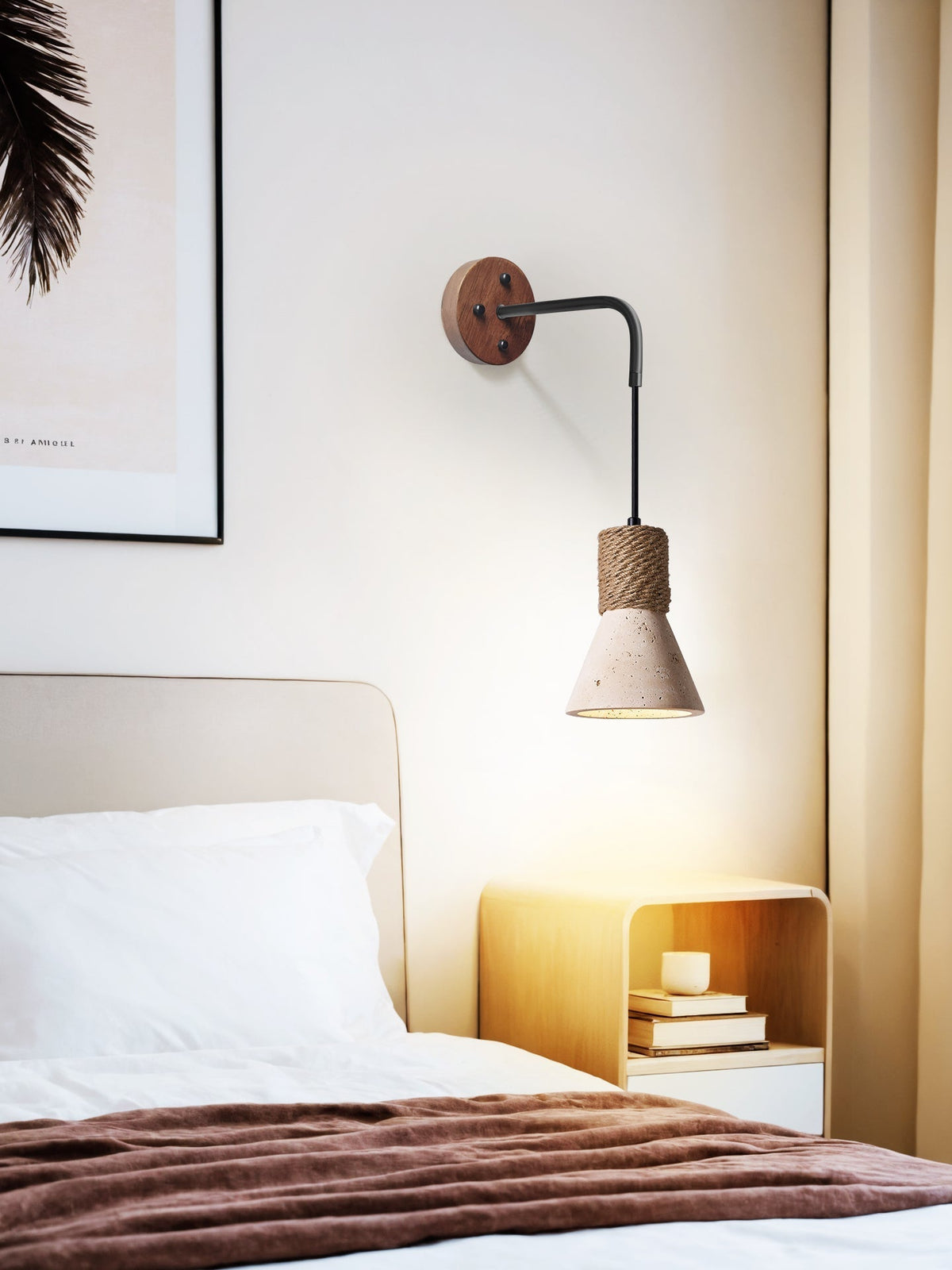Litz aplique de pared Vintage amarillo travertino con cuerda