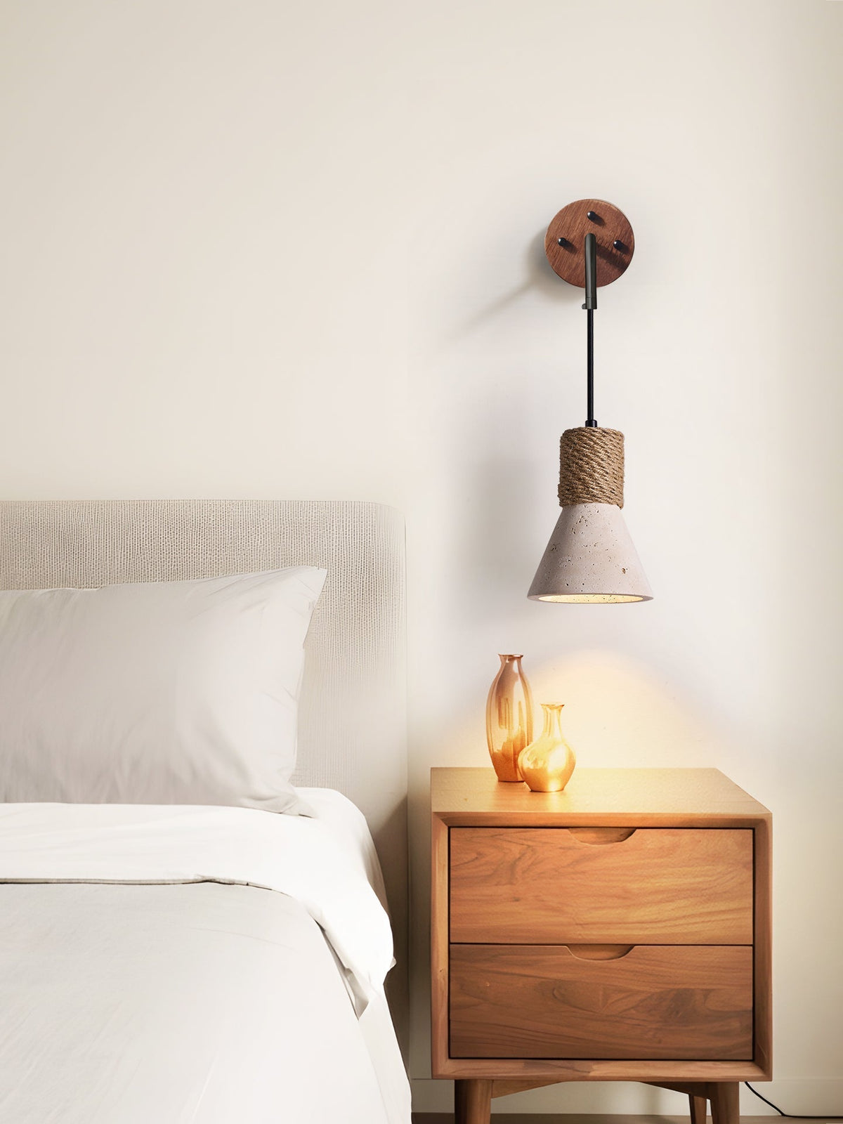 Litz aplique de pared Vintage amarillo travertino con cuerda