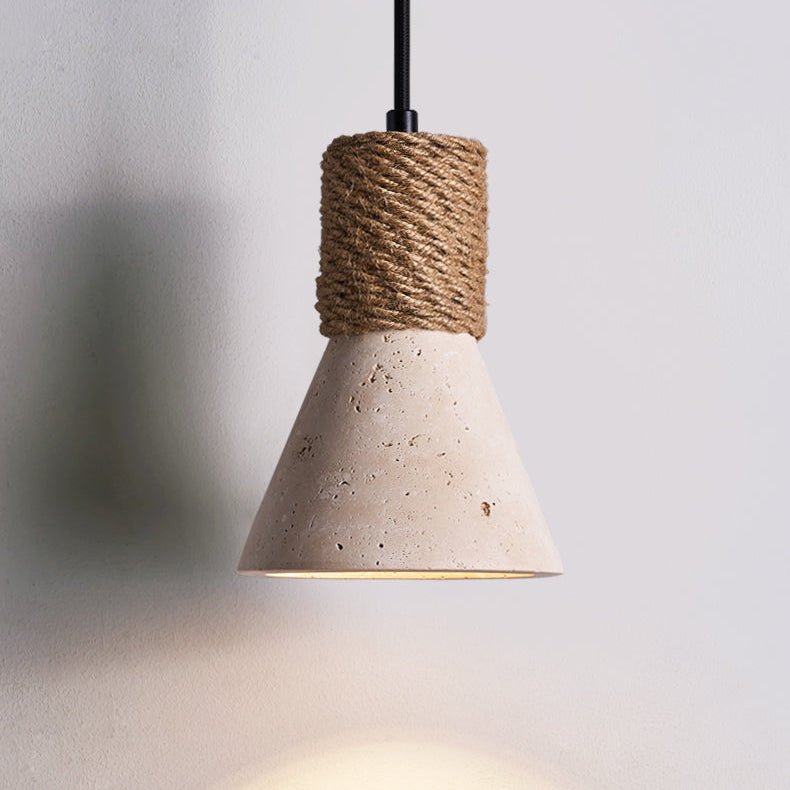 Litz aplique de pared Vintage amarillo travertino con cuerda