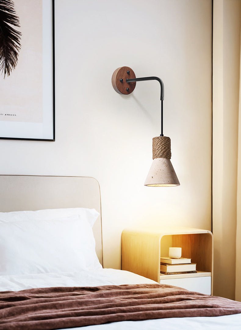 Litz aplique de pared Vintage amarillo travertino con cuerda