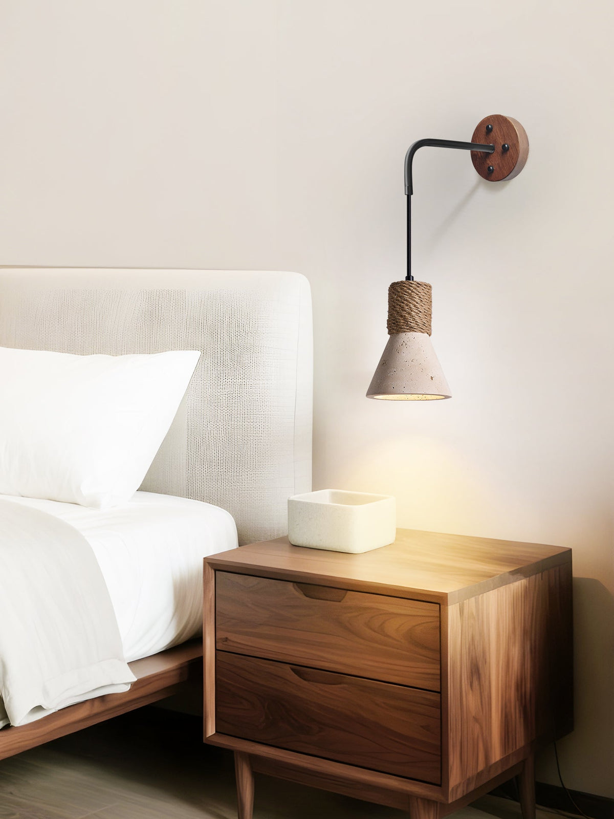Litz aplique de pared Vintage amarillo travertino con cuerda