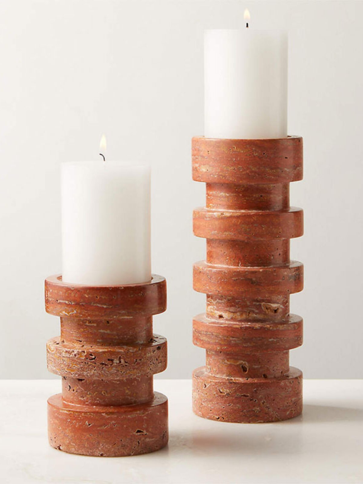 Petenena Soporte de velas de piedra terracota