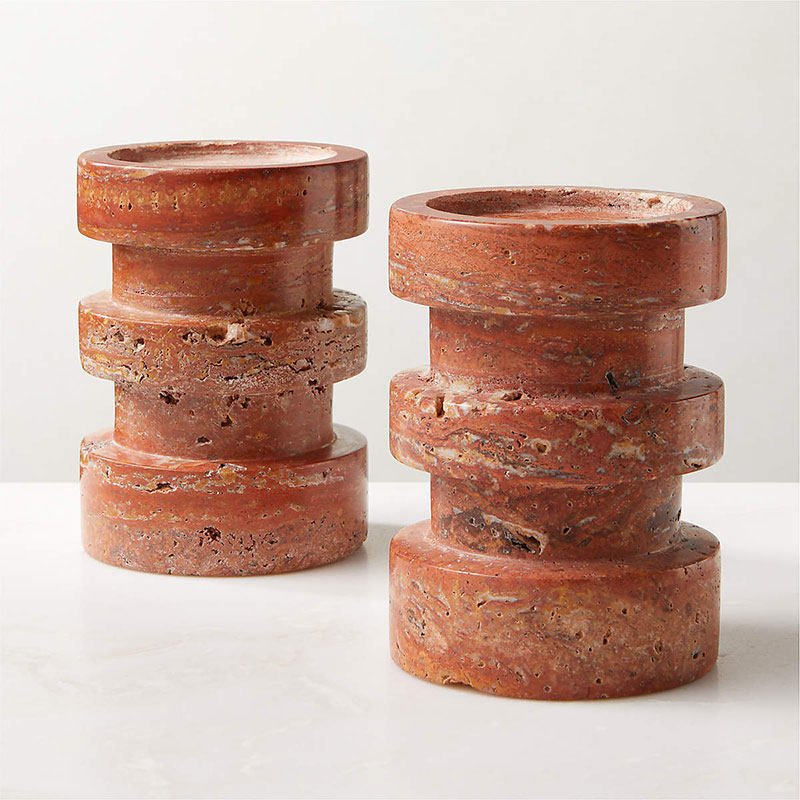 Petenena Soporte de velas de piedra terracota