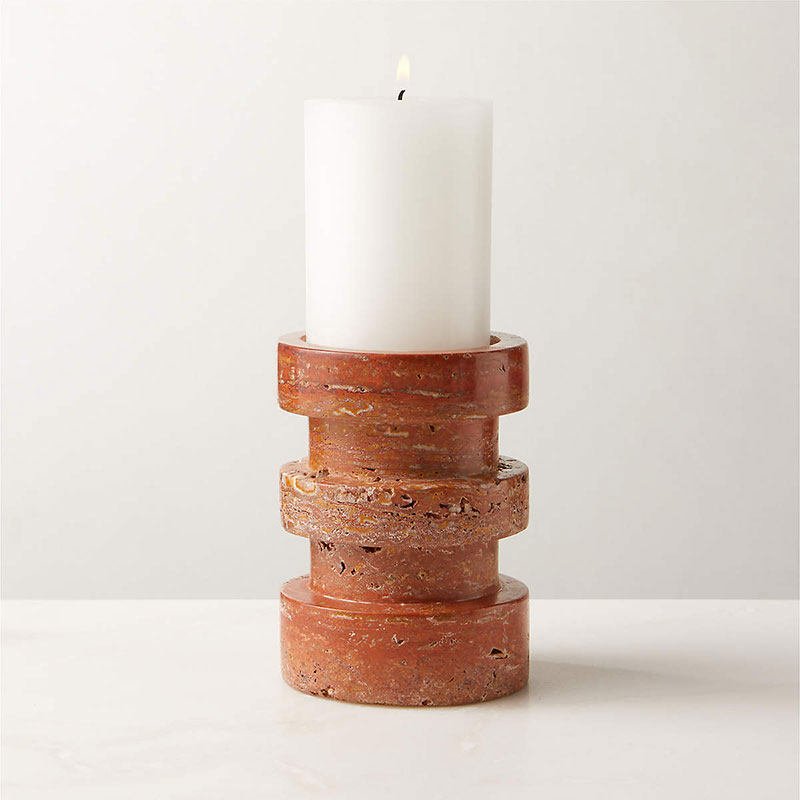 Petenena Soporte de velas de piedra terracota