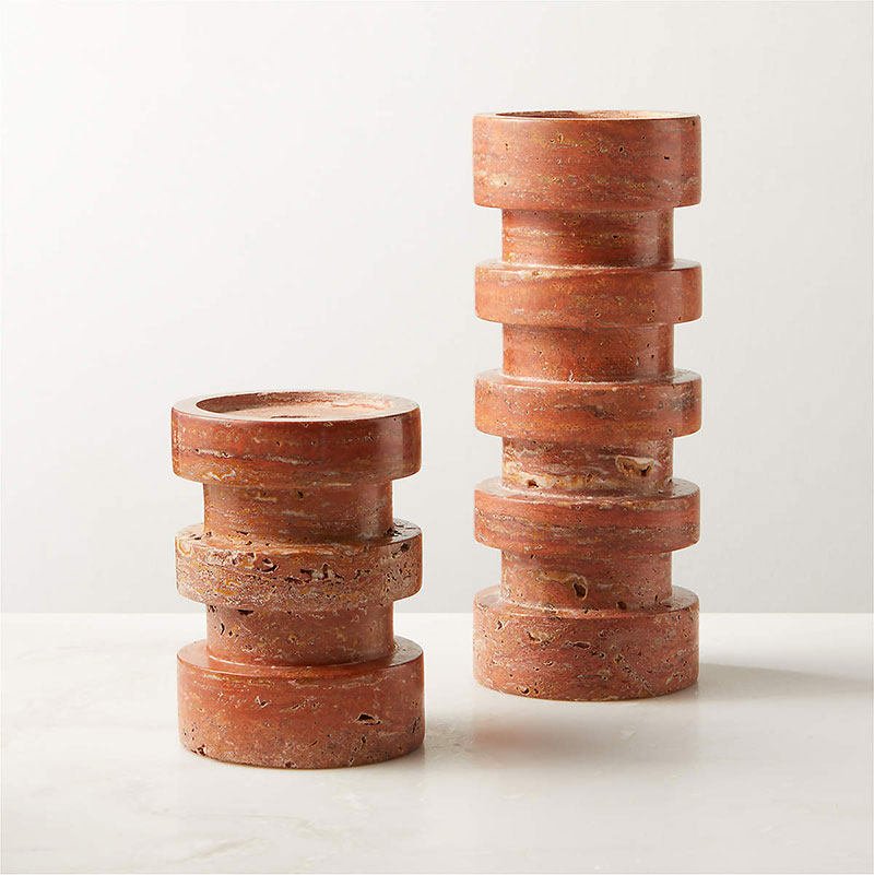 Petenena Soporte de velas de piedra terracota