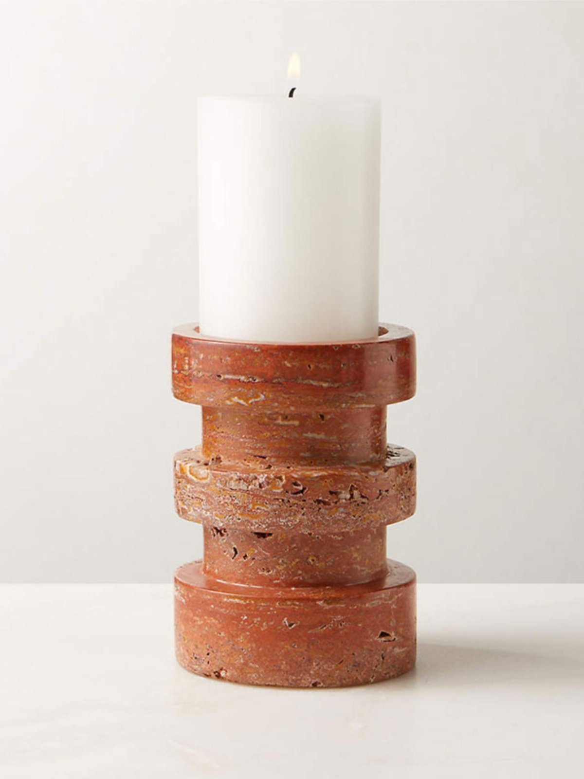 Petenena Soporte de velas de piedra terracota