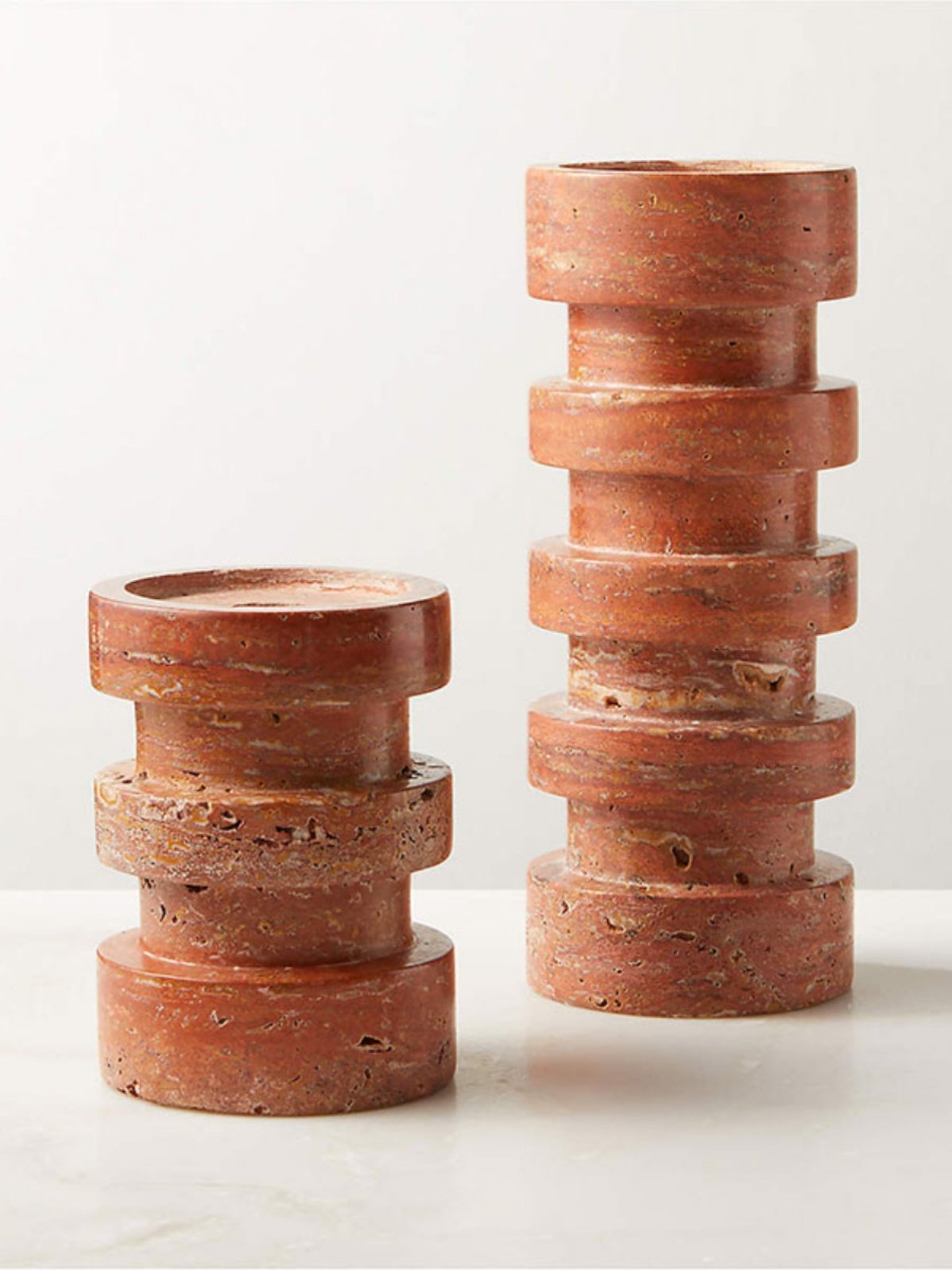 Petenena Soporte de velas de piedra terracota