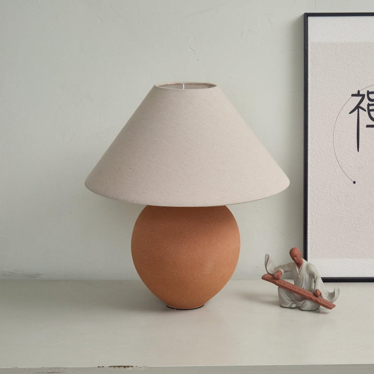 Terracotta lámpara de mesa en cerámica