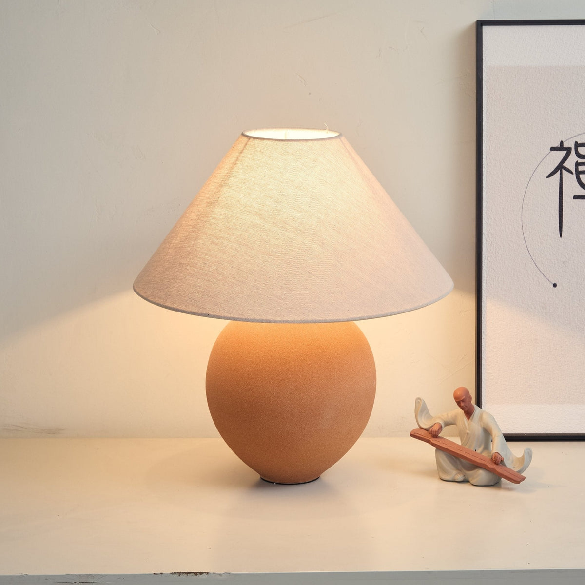 Terracotta lámpara de mesa en cerámica