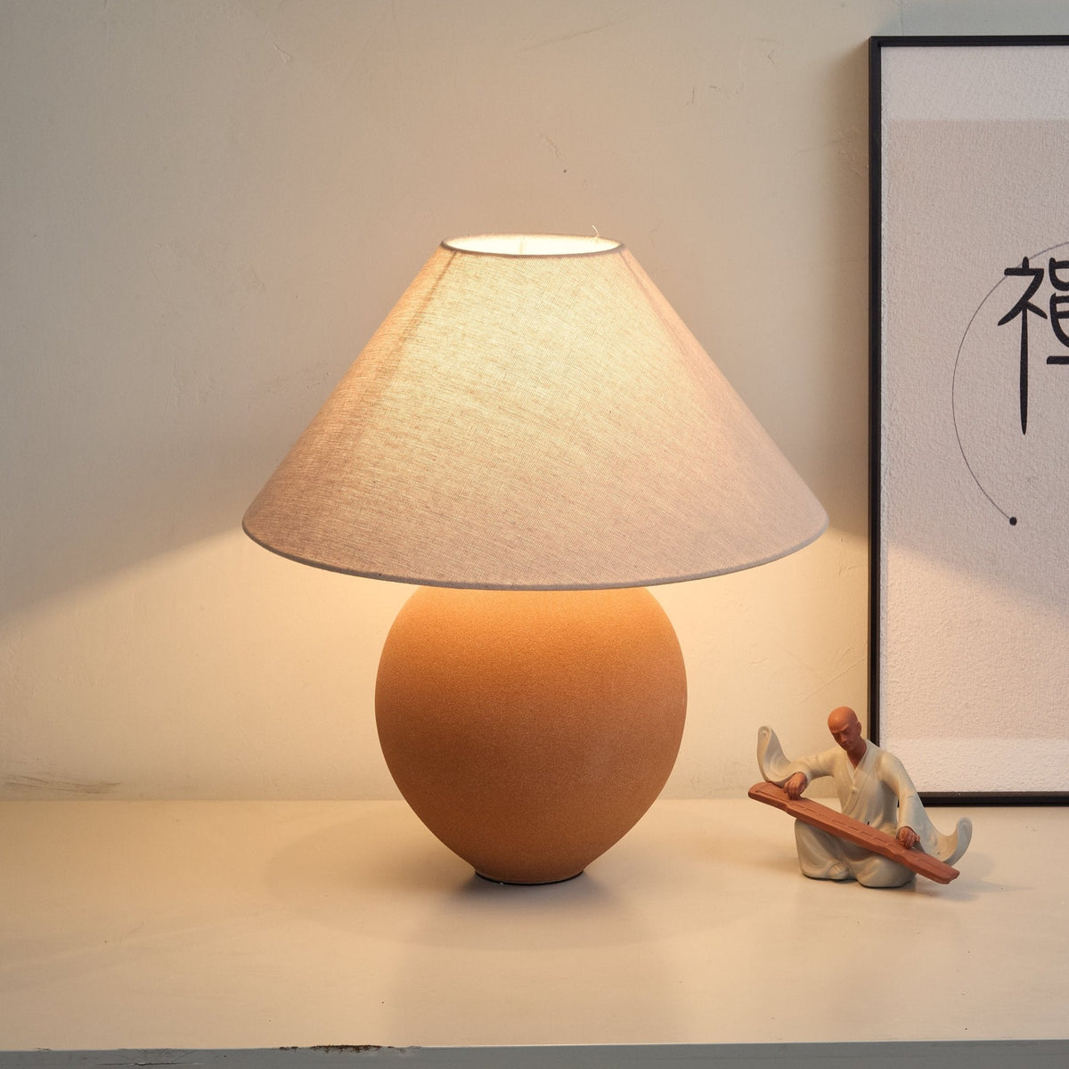 Terracotta lámpara de mesa en cerámica