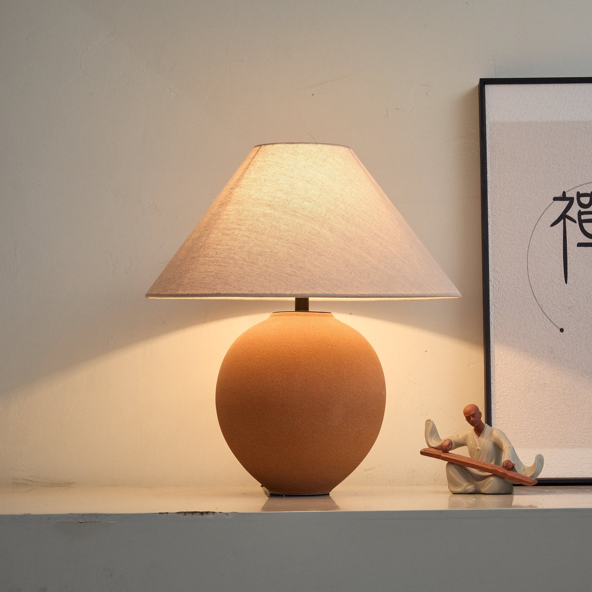 Terracotta lámpara de mesa en cerámica