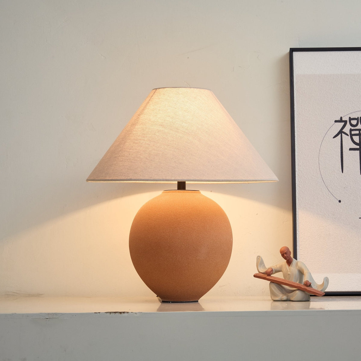 Terracotta lámpara de mesa en cerámica