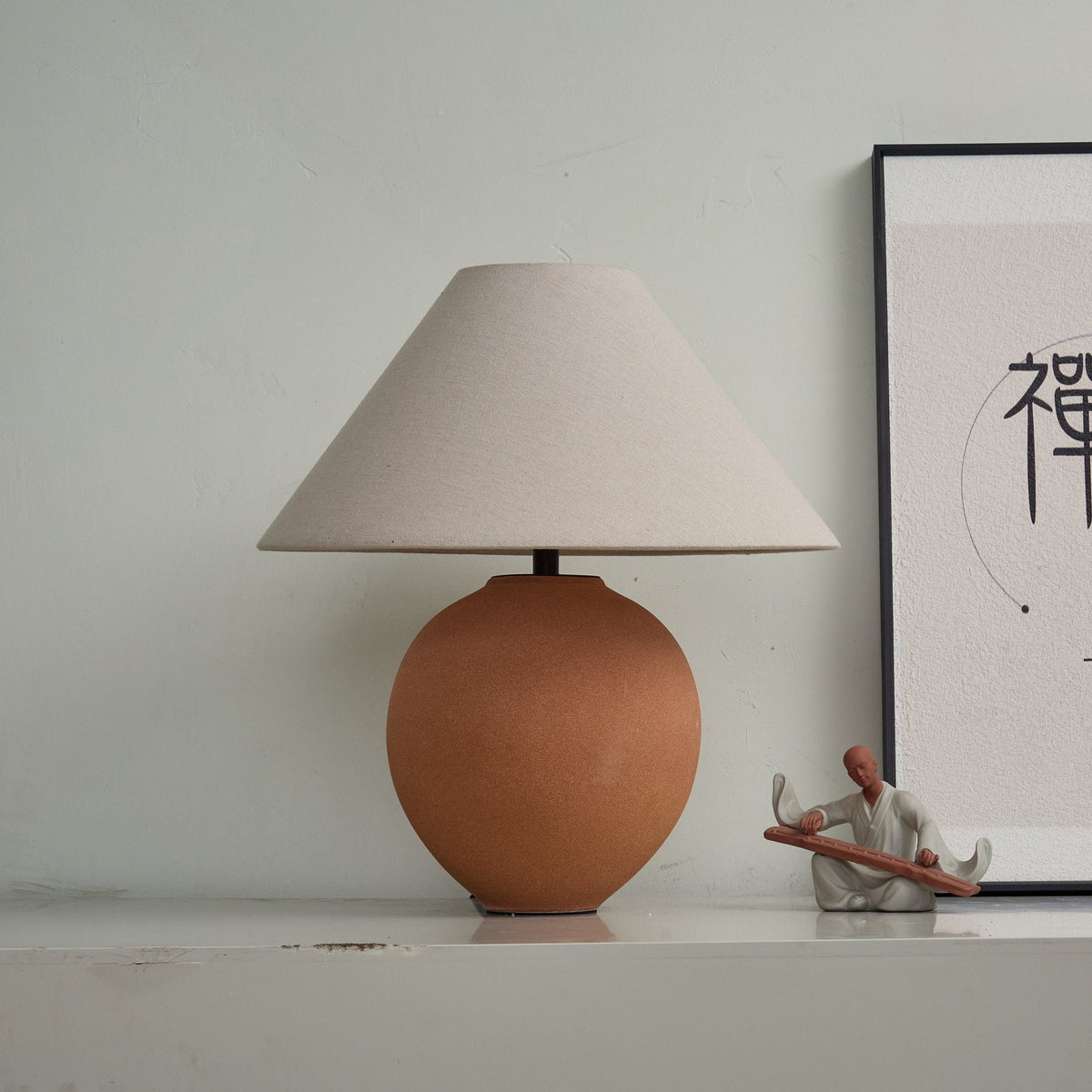 Terracotta lámpara de mesa en cerámica