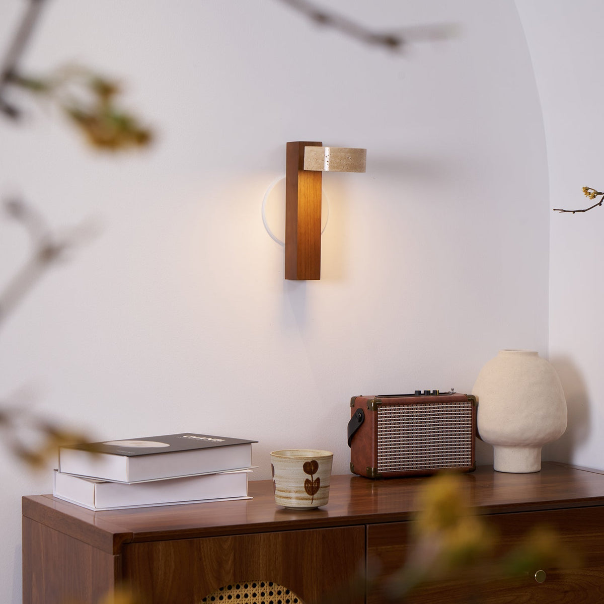 Tavalina aplique de pared Cylinder-Stack travertino